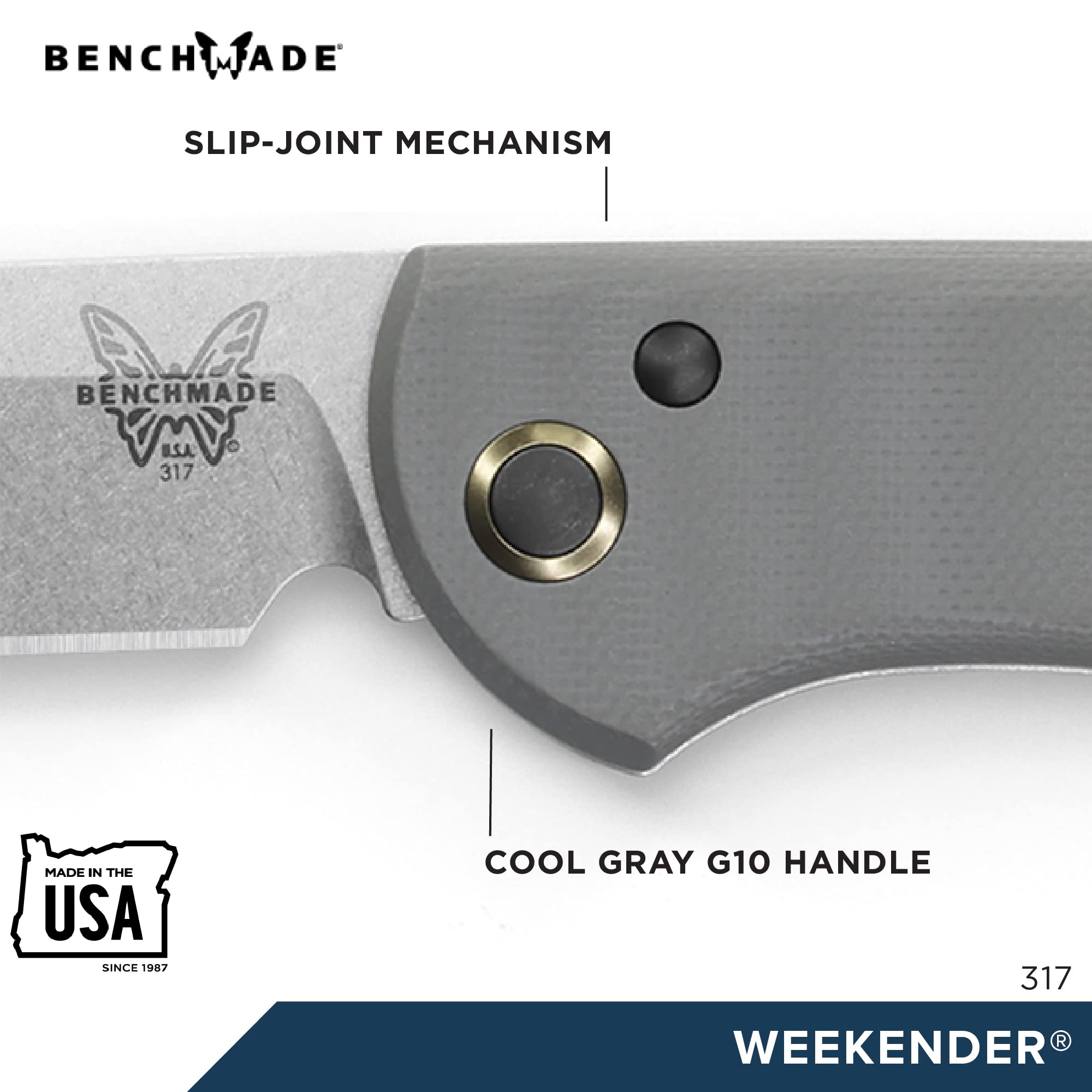 Benchmade - Weekender 317 Outdoor Knife with Cool Grey G10 Handle (317)