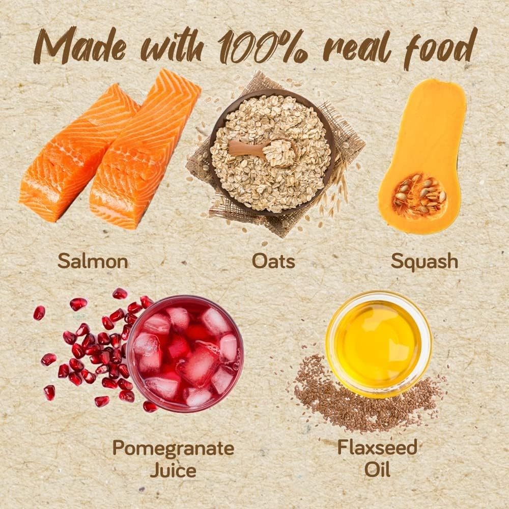 Real Food Blends Salmon, Oats & Squash - Pureed Food Meals for Tube Feeding with Protein, Vegetables & Fruits - 330 Calories for Lunch & Dinner - 9.4 oz (Pack of 12)