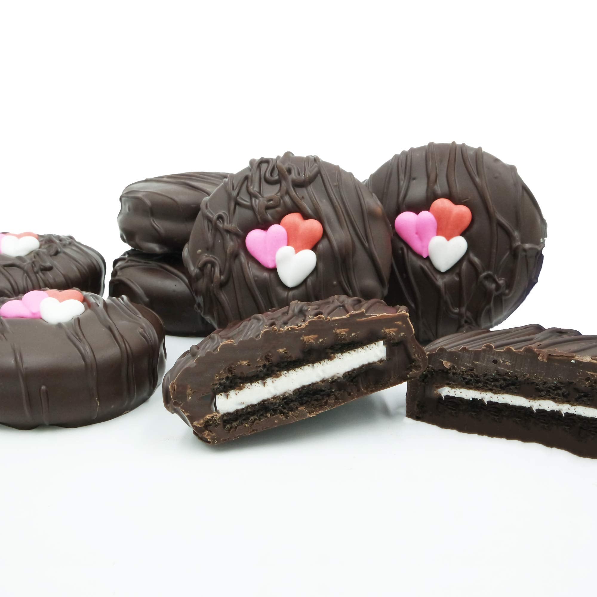 Philadelphia Candies Dark Chocolate Covered Creme Filled Sandwich Cookies, Valentine's Day Gift 8 Ounce