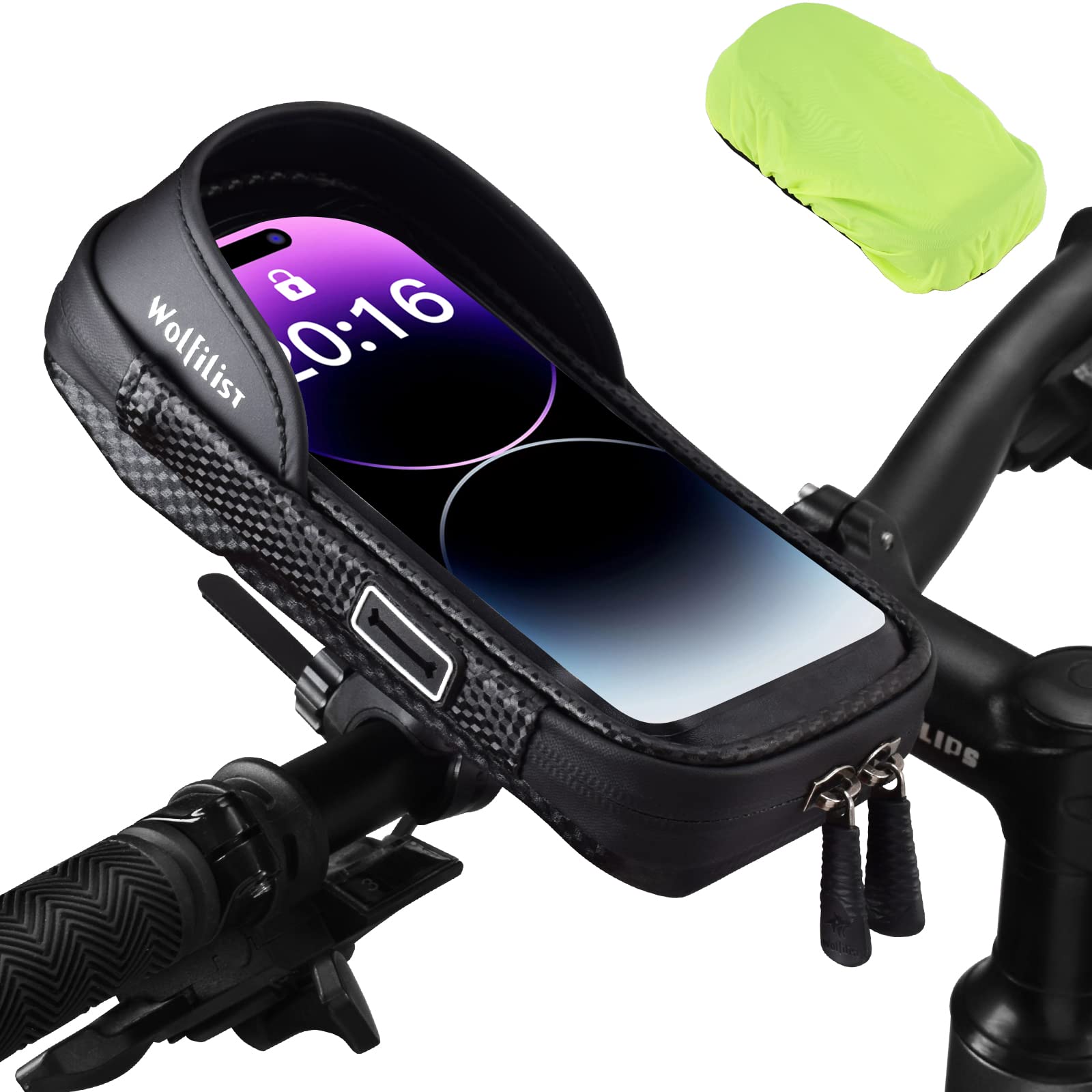 WOLFILIST Bike Phone Holder EVA Waterproof Bike Front Frame Bag Top Tube Bike Bag Bicycle Phone Mount Cycling Pouch with Rain Cover Bike Accessories Gifts for Cyclists Men