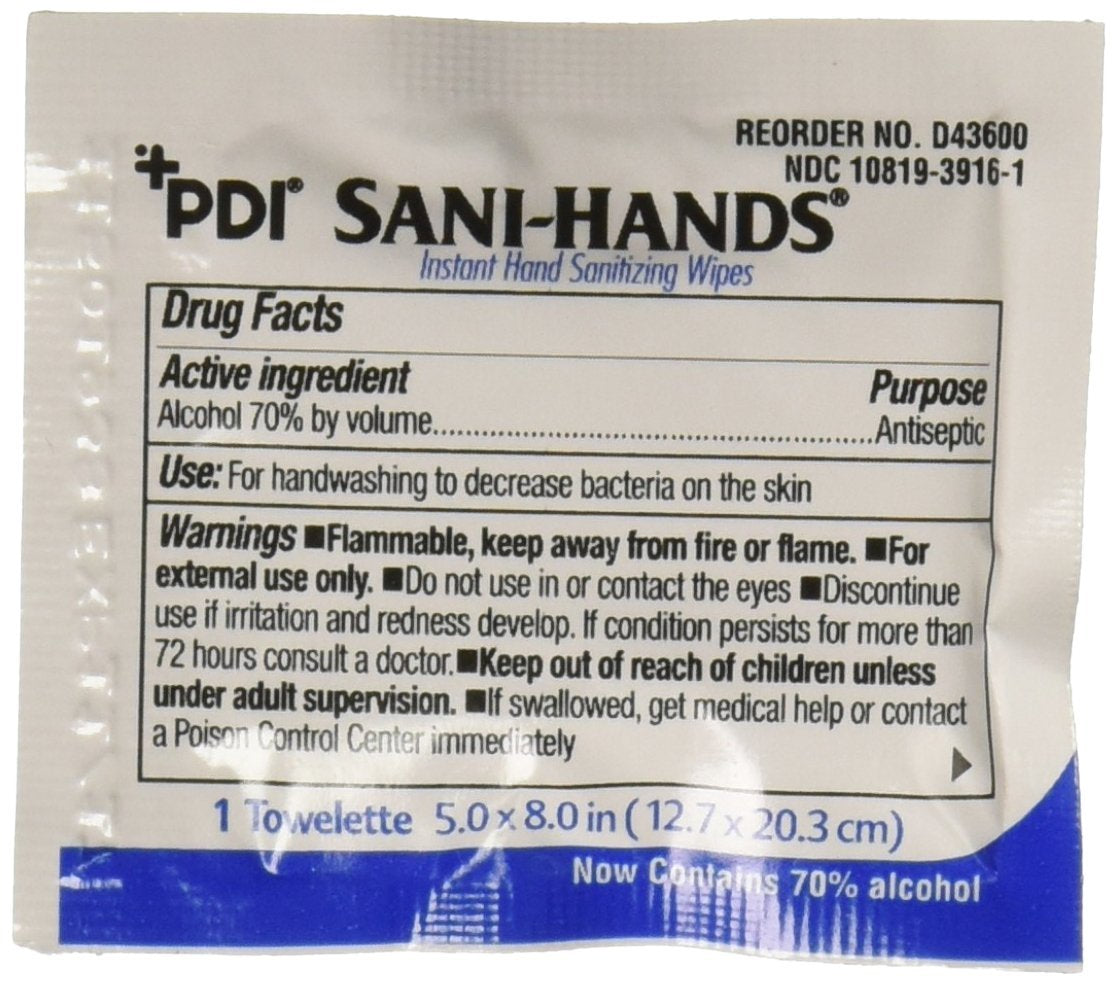 Sani-Hands Hand Sanitizer Wipes, Ethyl Alcohol Wipes Individually Wrapped with Aloe and Vitamin E, Hand Sanitizer Travel, Home, Outdoor Use, 5 in x 8 in, 100 Wipes, 1 Pack
