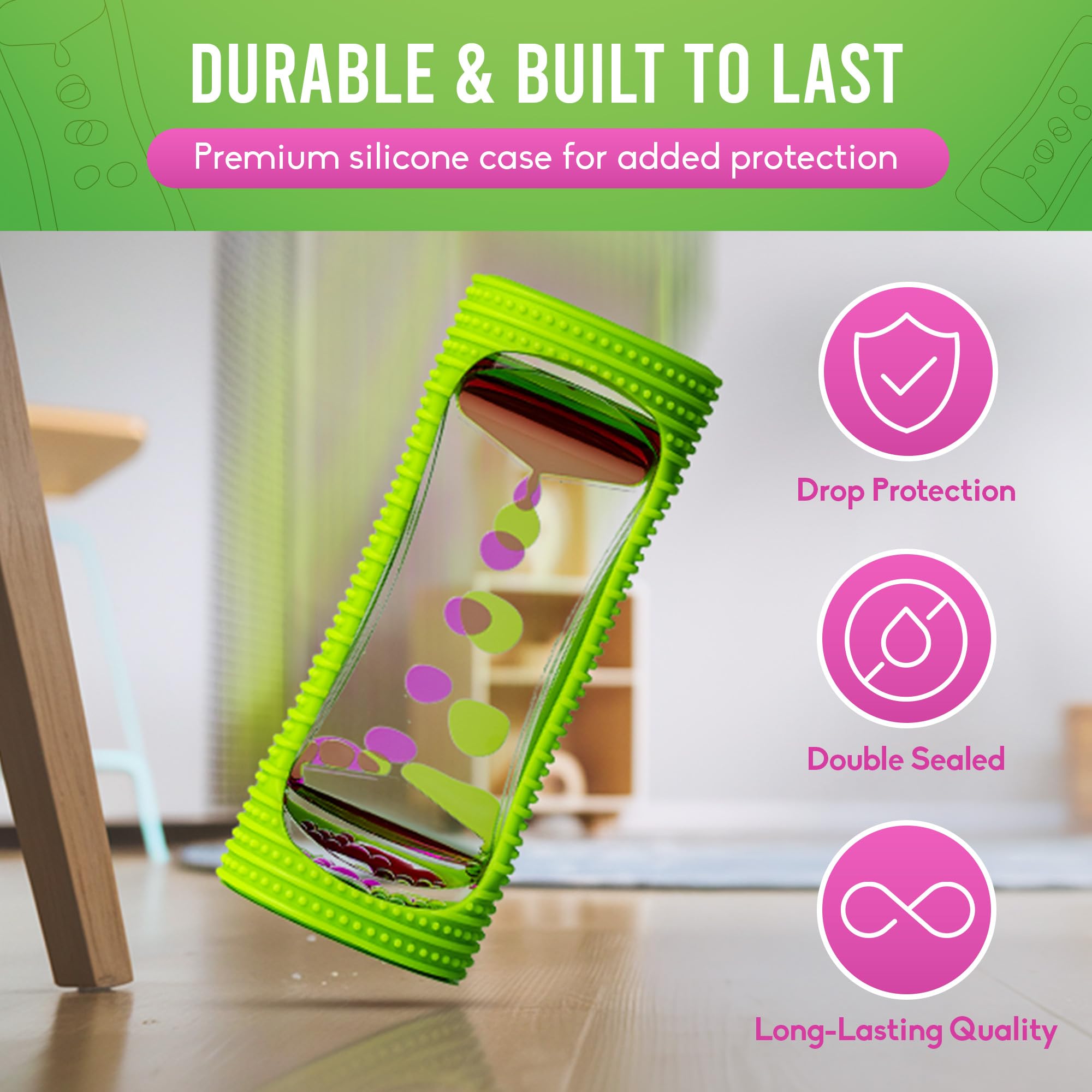 BUNMO Liquid Motion Bubbler Sensory Toys - Sensory Stocking Stuffers for Kids - Rainbow Liquid Motion Bubbler Sensory Toys - Sensory Stocking Stuffers for Kids - Green