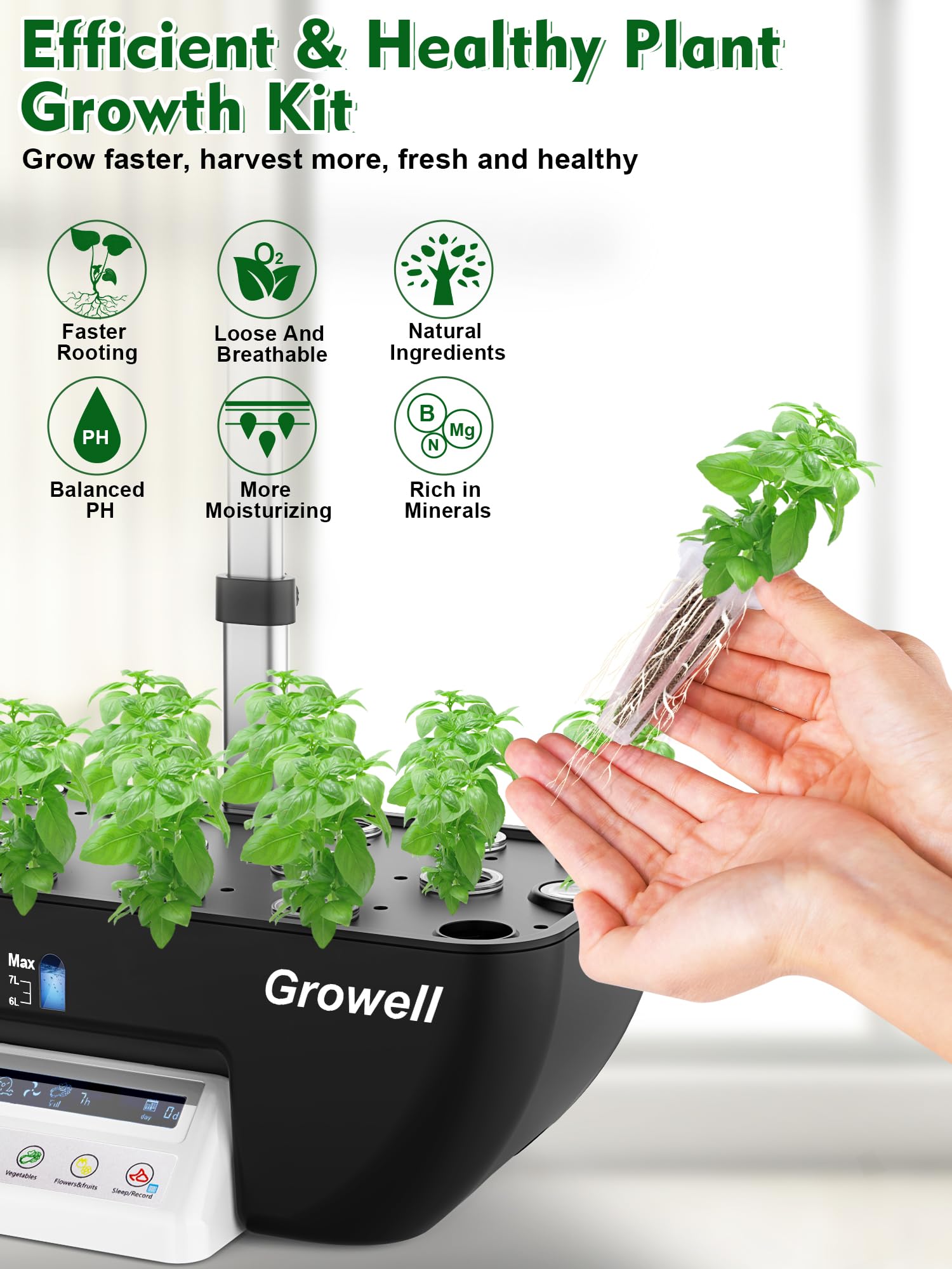 Growell Seed Pod Kit for Aerogarden, 182 Pcs Grow Anything Kit for Hydroponics Growing System, Hydroponics Supplies with 60 Grow Sponges, 30 Grow Baskets, Plant Food A&B, 30 Grow Domes, 60 Pod Labels