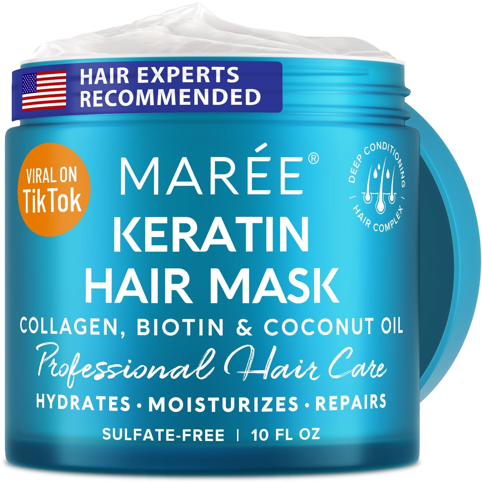 MAREE Hair Mask for Damaged Hair - Keratin Hair Treatment Conditioner - Extremely Deep Conditioning Hair Mask for Dry Damaged Hair and Growth, Hydrating and Repair, Keratina Mascarilla Para el Cabello