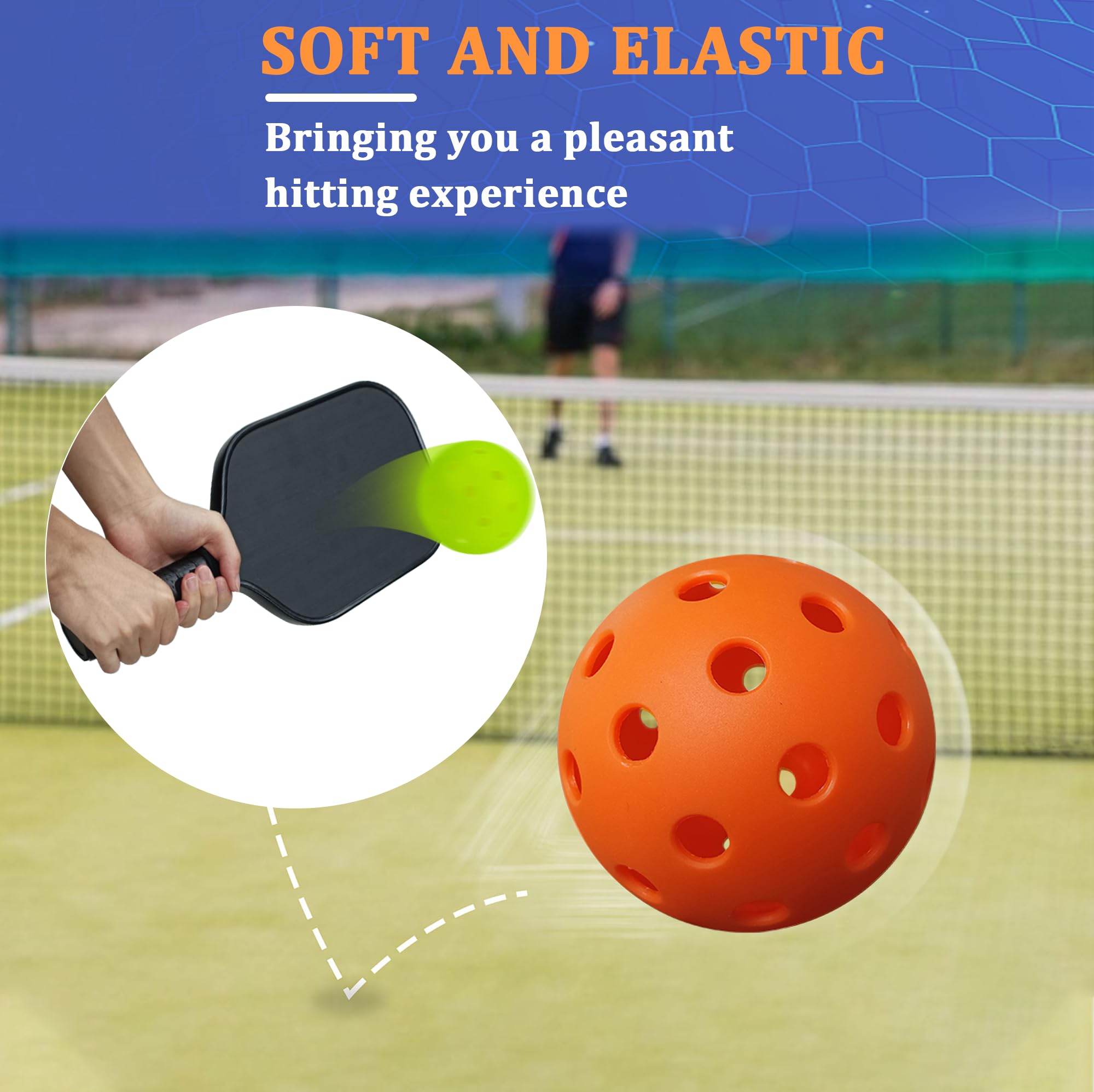 X-MYFIT Pickleball Balls Outdoor Pickleball 40 Holes Meet USAPA Specifications Drability and High Elasticity 4-Packs Pickle Ball with Portable Bucket for Beginner to Professional Player