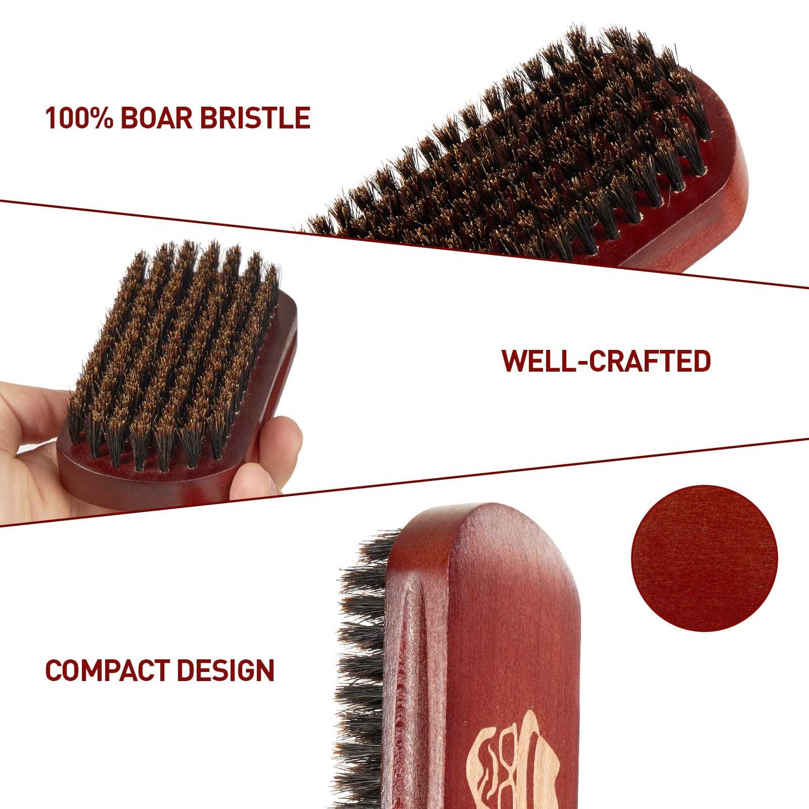 Beard Brush, 100% Boar Bristle Natural Black Walnut Wood Beard Comb Hair Mustache Shaving Brush Facial Hair Brush