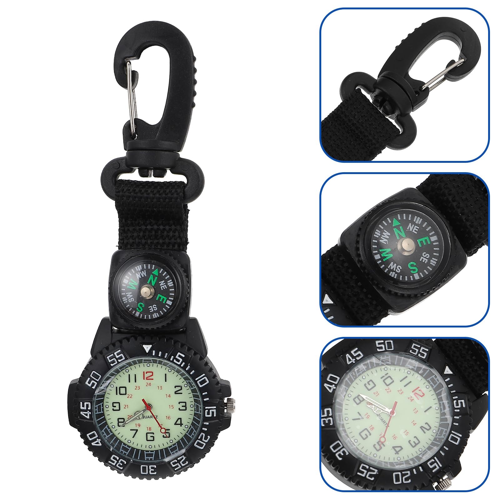 WRITWAA Sports Pocket Watch Backpacker Clip Watch Backpacker Hanging Watch Digital Dial Watch Backpack Clip on Watch Carabiner Watch Backpacker Watch Outdoor Pocket Watch Hiking Watch Belt Loop Watch