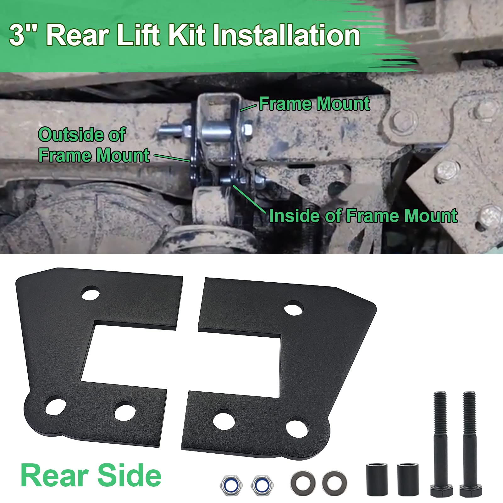 UTV Ranger Lift Kit - StarknightMT 3" Ranger Front & Rear Bracket Lift Kit Compatible with Polaris Ranger 570 Fullsize/XP 570/XP 900/ XP 1000/1000 Diesel 2013-2022