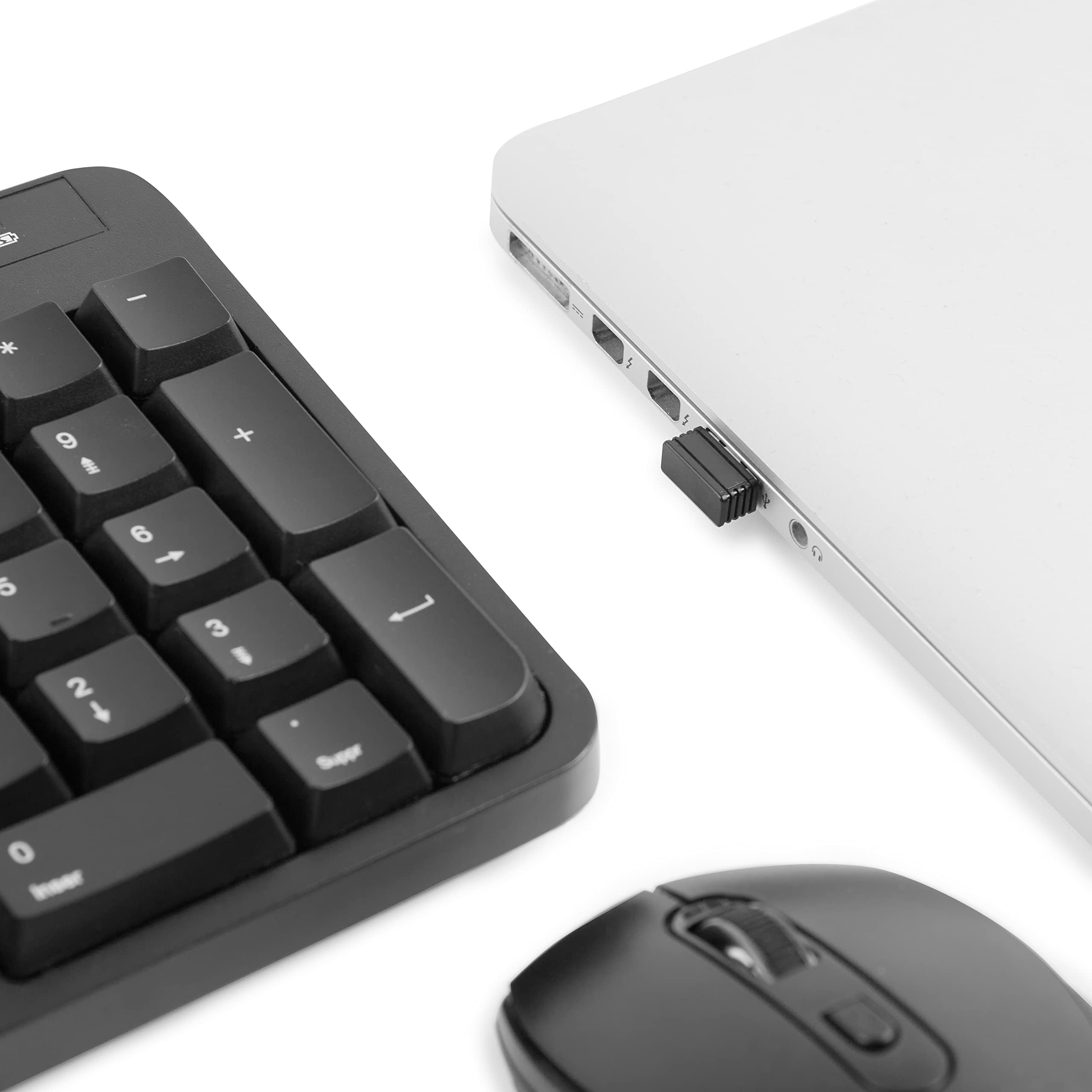 Amazon Basics Ergonomic Wireless Combo Full-Sized Keyboard with Palm Rest and Comfortable Right-Handed Mouse, 2.4 GHz Wireless USB Receiver, Compatible with PC, Laptop, Black