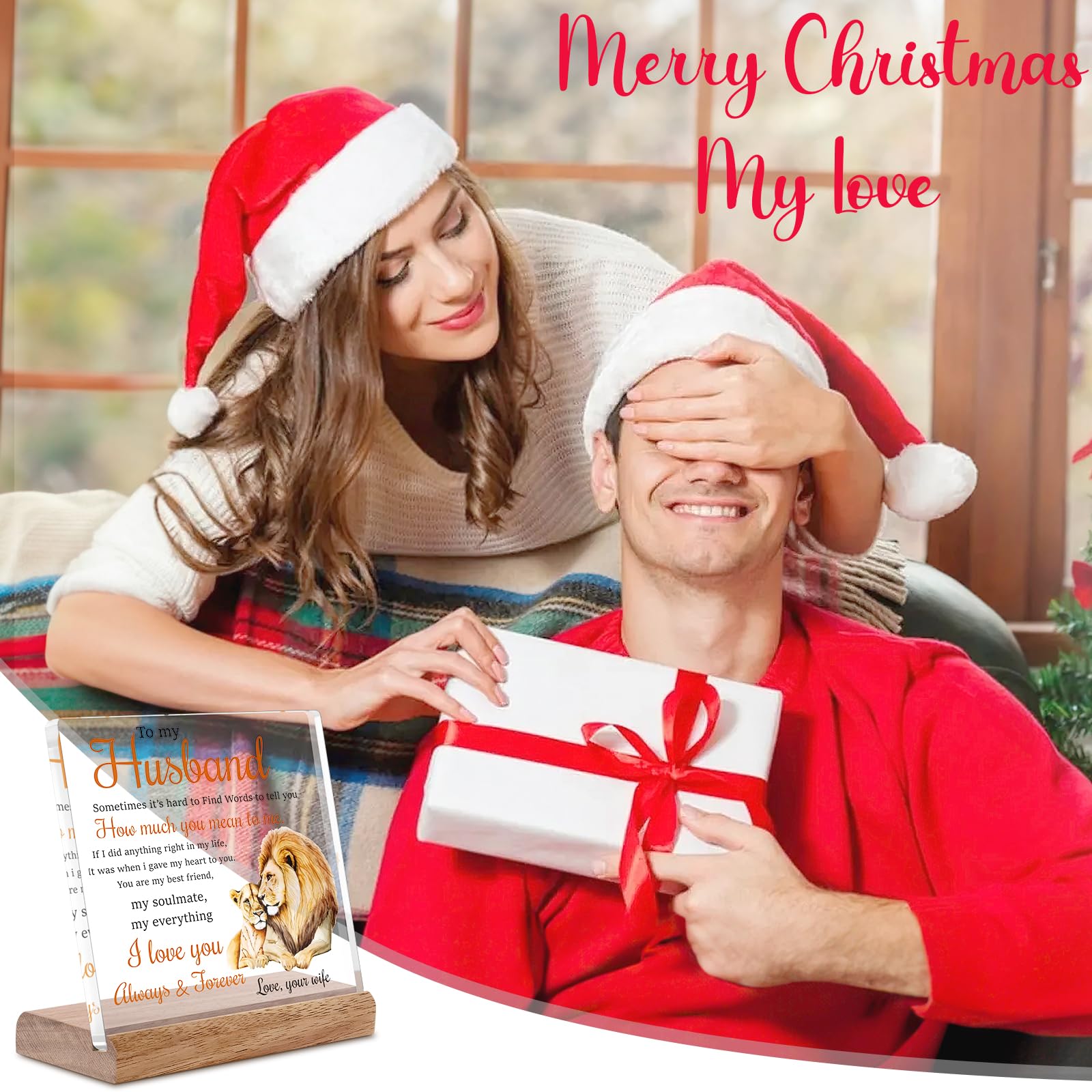 Gifts for Husband from Wife Lion Themed Loving Acrylic Plaque Gifts - Romantic Birthday Gifts for Husband Home Office Desk Decorations, Christmas, Wedding Anniversary, Valentine's Day and Father's Day