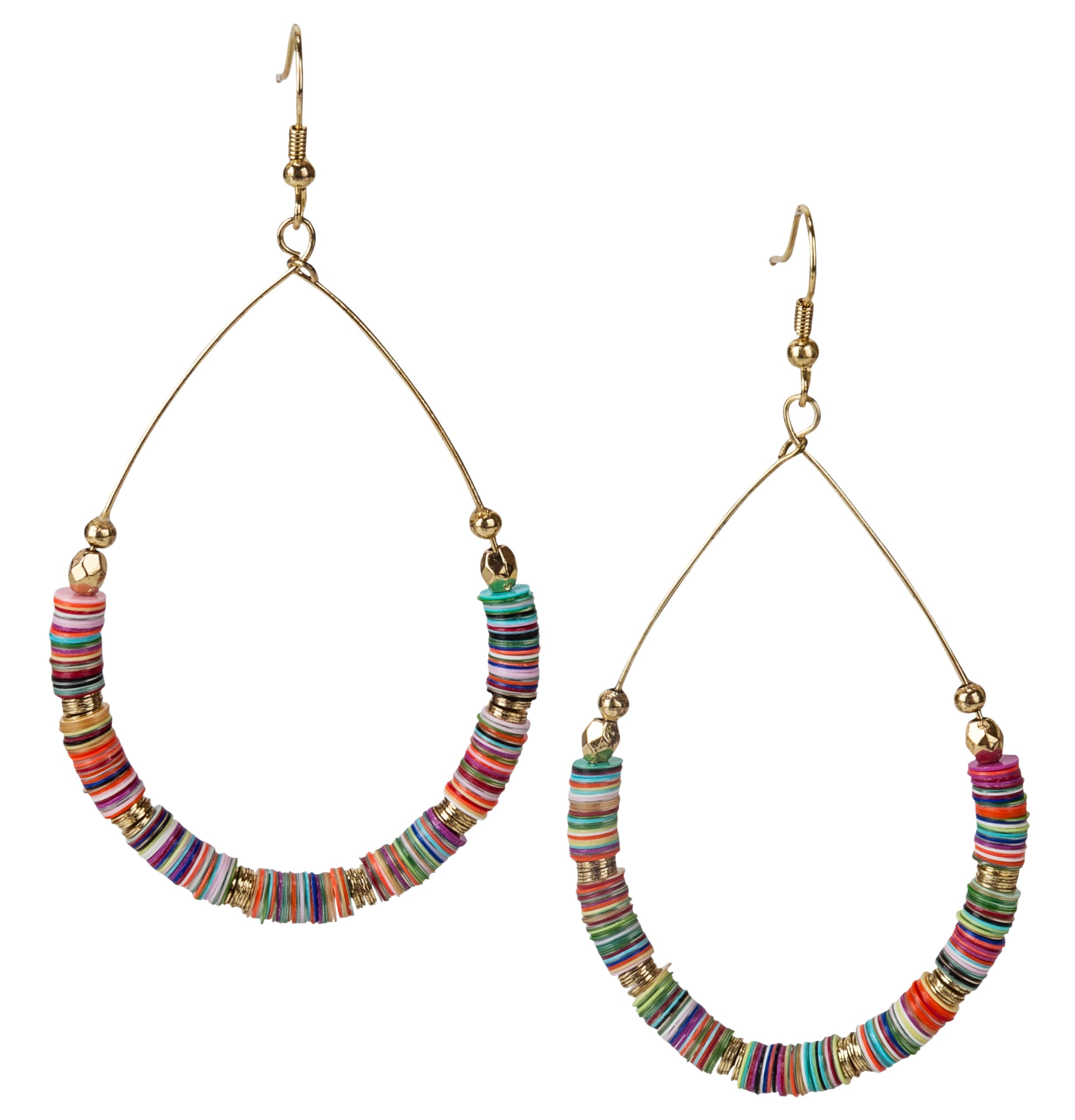 Handmade Boho Disc Multi-Colored Trendy Unique Hoop Gold Drop Dangle Earrings for Women (LARGE HALF DISC GOLD)