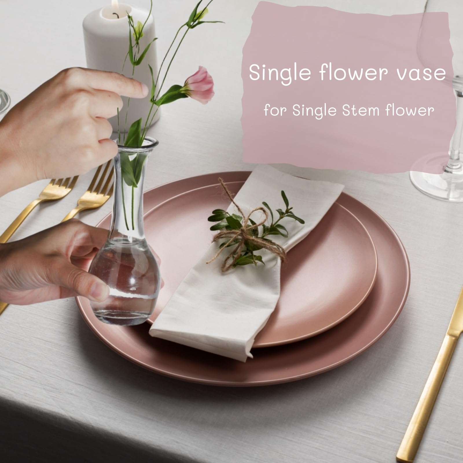 ZOOFOX Set of 16 Glass Bud Vase, Small Vases for Single Rose, Clear Glass Flower Bottle for Rustic Wedding Centerpieces, Home Table Flower Decor, Floral Arrangements