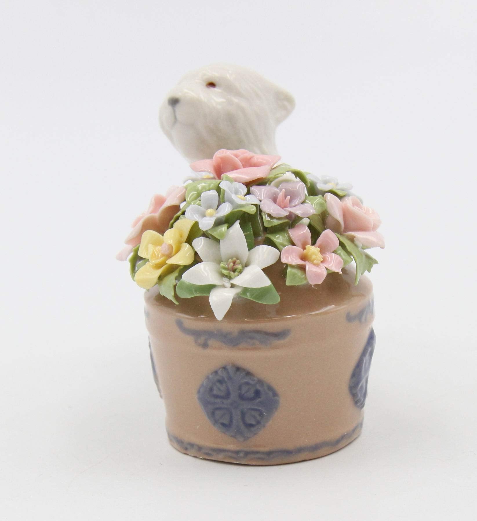 Cosmos Gifts Fine Porcelain Westie Western Terrier Dog with Flower Pot Figurine, 4-1/8"