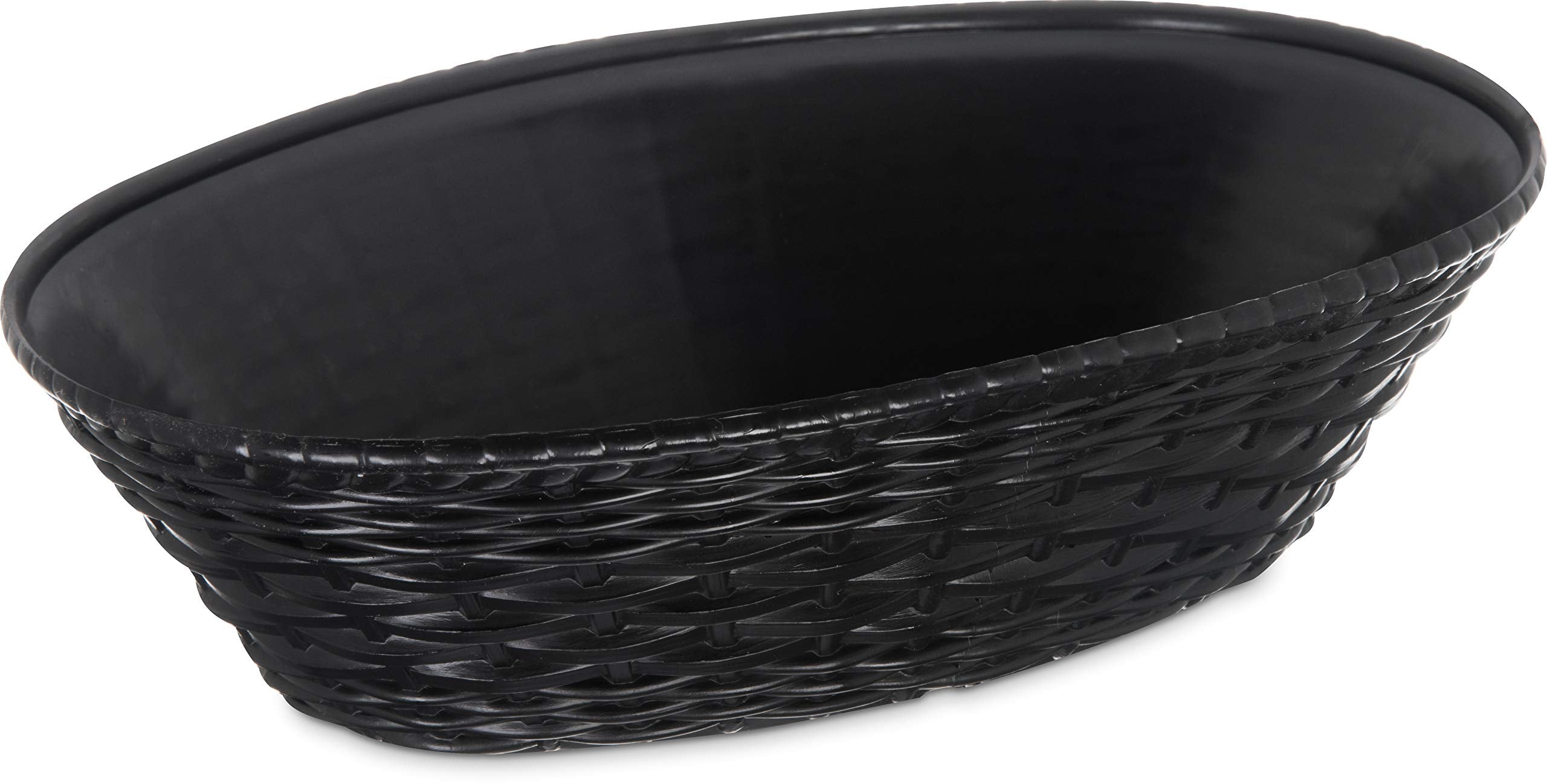 Carlisle FoodService Products WeaveWear Plastic Oval Basket, 9 Inches, Black, (Pack of 12)