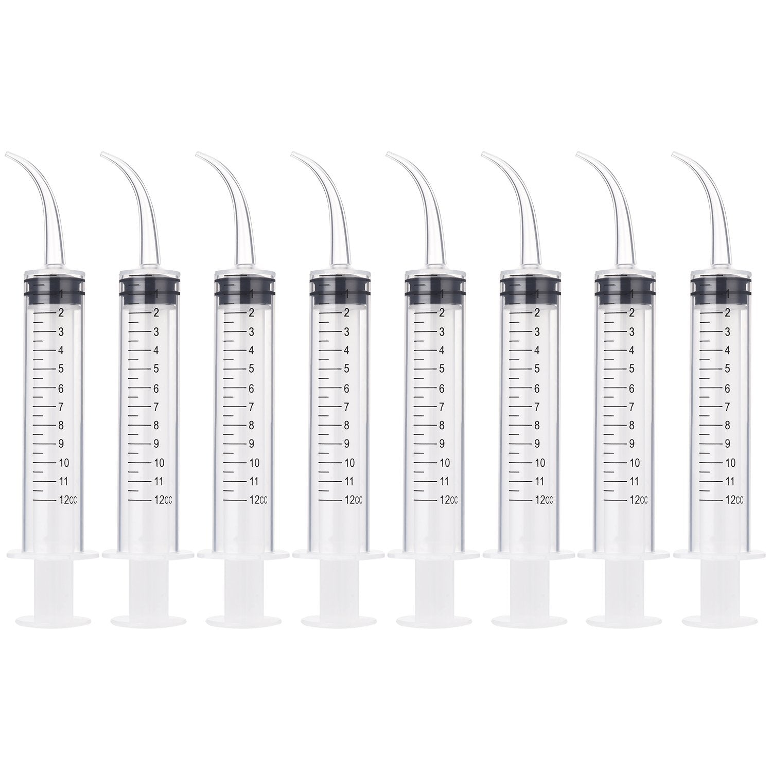 TecUnite 8 Pcs Syringe 12cc Dental Irrigation Syringe with Curved Tip Wisdom Teeth Syringe Measurement Syringe Disposable Water Oral Mouth Liquid Tonsil Stone Squirt Mouthwash Cleaner Syringes