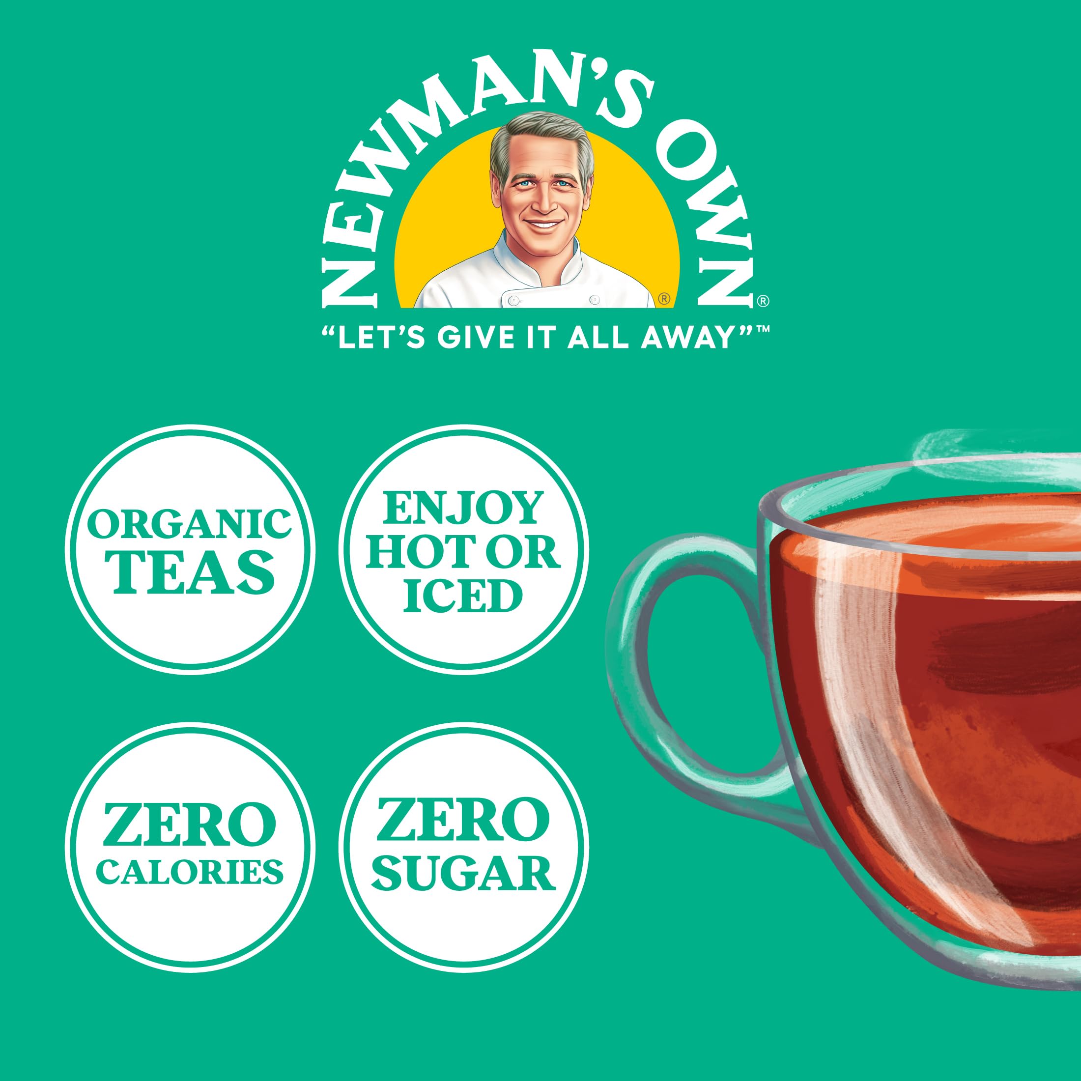 Newman's Own Organic Black Tea Helps Boost Immunity and Promotes Overall Wellbeing Strong Robust Black Tea with 100 Individually Wrapped Tea Bags Per Box (Pack of 5) USDA Certified Contains Caffeine Brew Hot/Cold