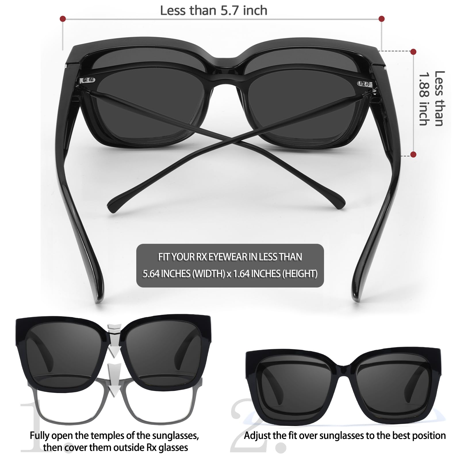 TJUTR Oversized Polarized Fit Over Glasses Sunglasses For Women, Large Trendy Square Shades For Driving with UV400 Protection