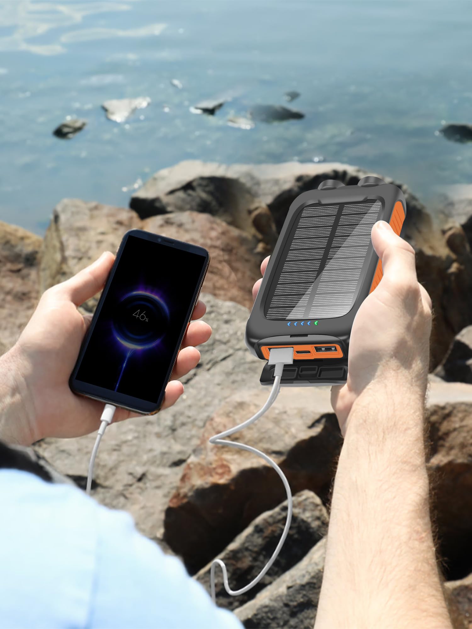 𝟮𝟬𝟮4 𝙐𝙥𝙜𝙧𝙖𝙙𝙚 Solar-Charger-Power-Bank-38800mAh Waterproof Portable Solar Phone Charger with LED Flashlight/USB C Fast Charge External Battery Pack Compatible for Outdoor, Camping, Travel