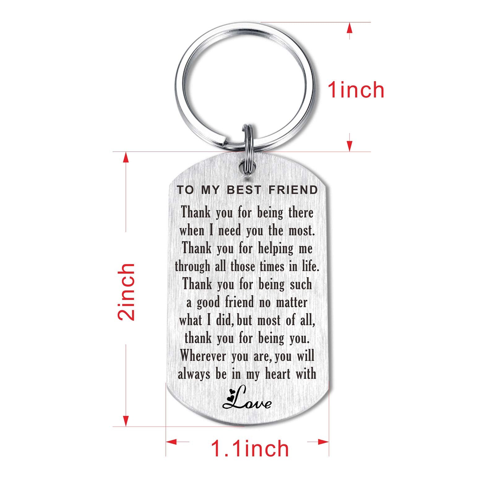CPLJW Friend Gifts for Women, Engraved Keychain Necklace for Birthday Wedding Anniversary Cute Thoughtful Presents