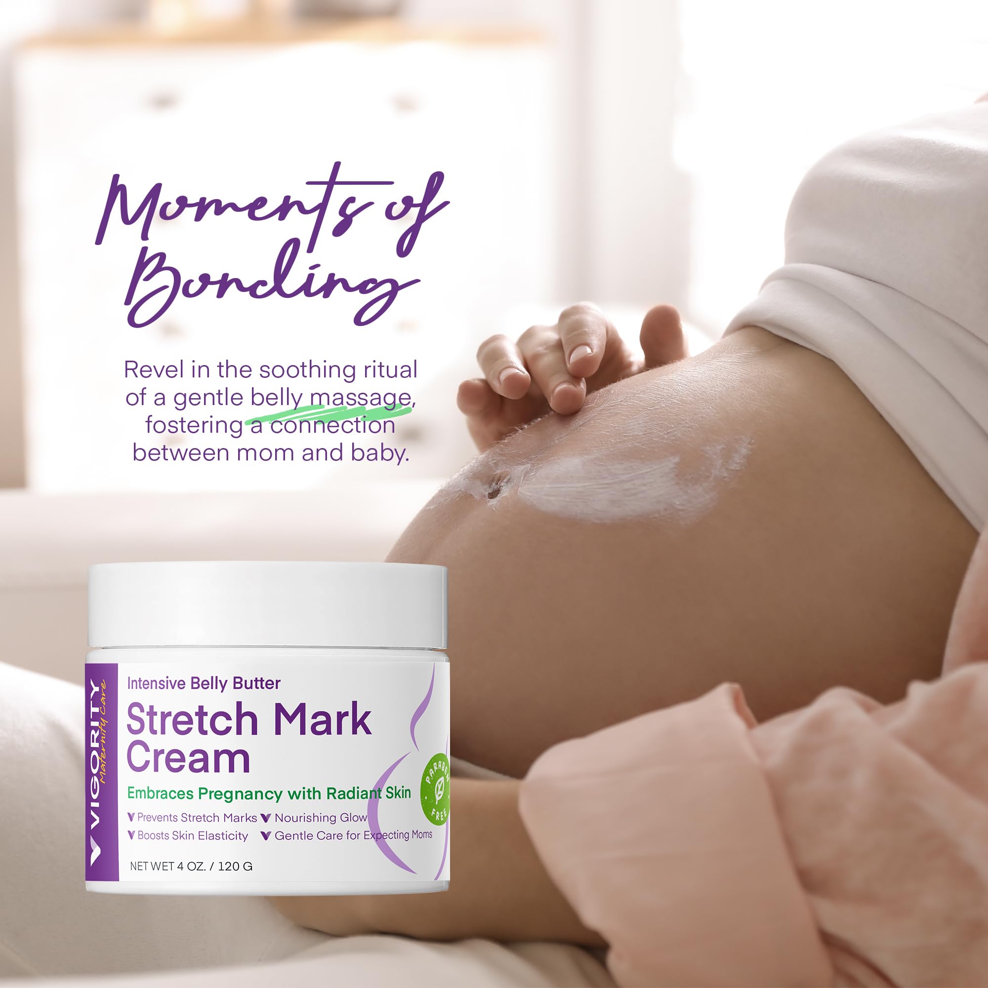 Stretch Mark Cream for Pregnancy: Stretch Mark Treatment - Belly Butter For Pregnant Women - Massage Lotion To Prevent And Repair Maternity Stretch Marks Scar - 4 Oz