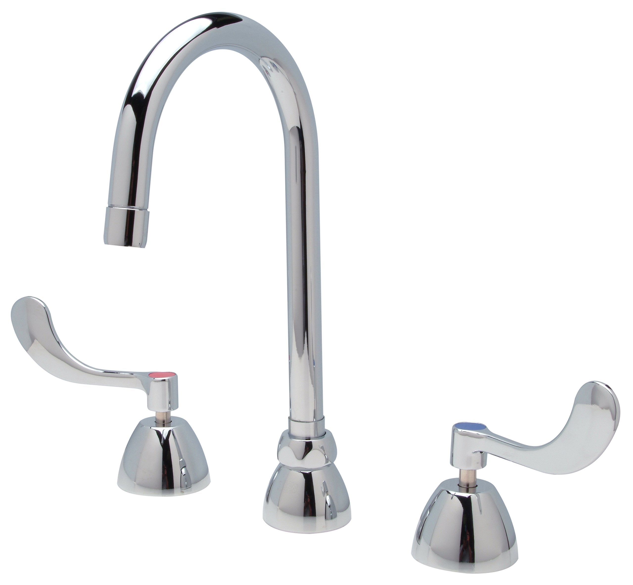 Zurn Z831B4-XL AquaSpec Widespread Gooseneck Faucet, 5 3/8" Spout, 2.2 GPM Pressure-Compensating Aerator, 4" Wrist Blade Handles, Chrome