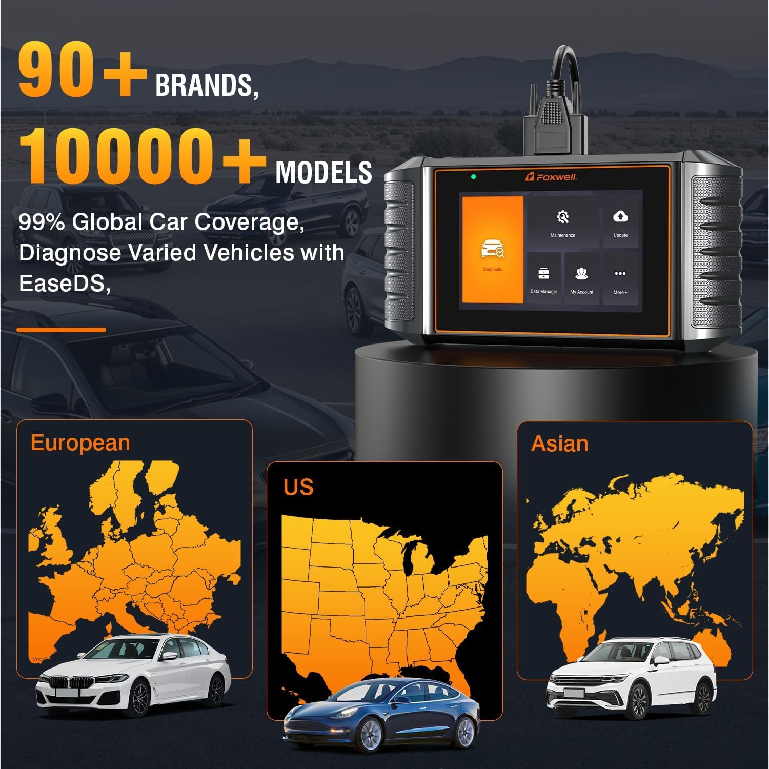 FOXWELL NT726 Bidirectional Full System Scan Tool for All Cars, 12+ Service Resets with Oil EPB TPMS SAS ABS Bleeding Throttle Relearn Injector Coding, Automotive OBD2 Scanner Diagnostic Tool