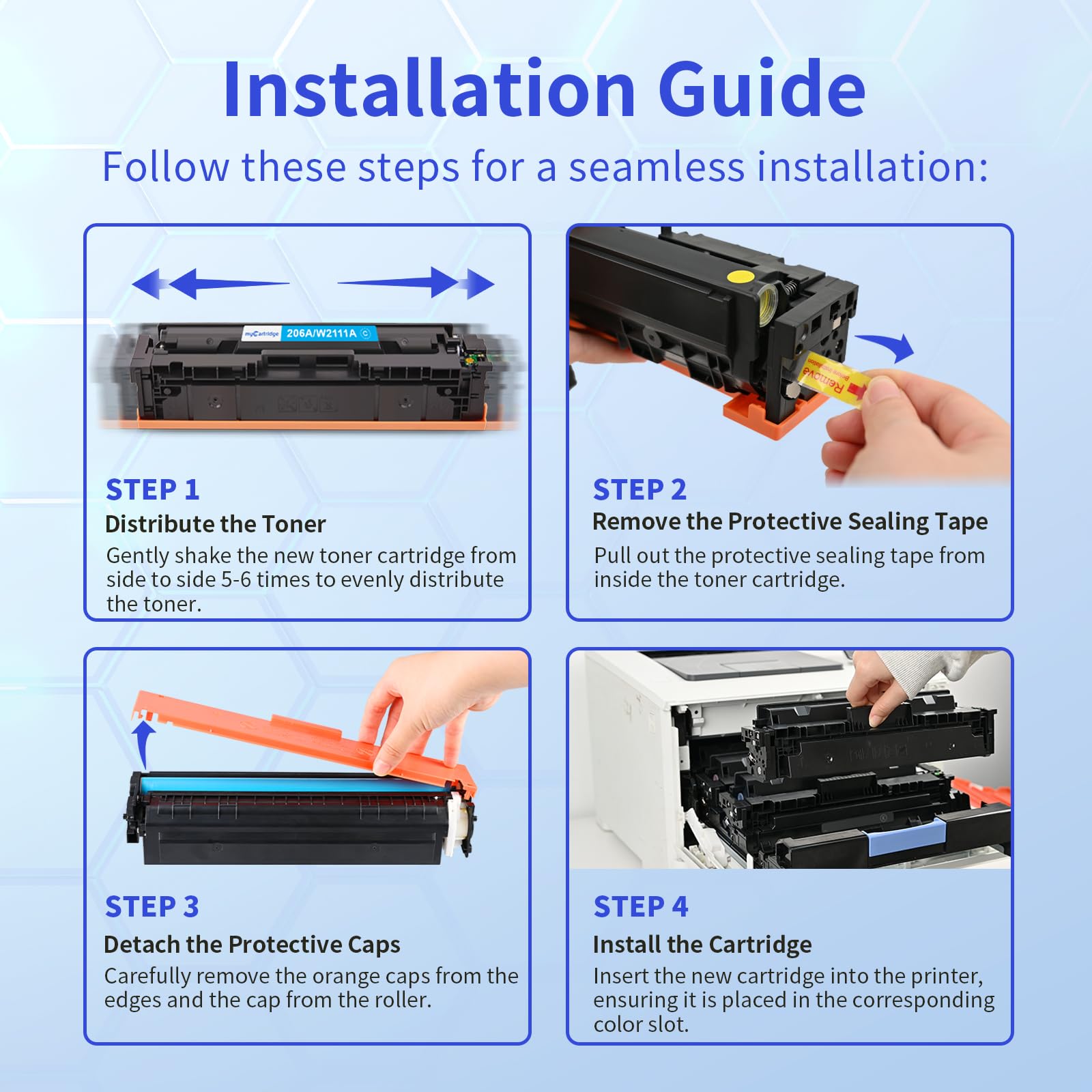 206A Toner Cartridges 4 Pack (with Chip) Compatible Replacement for HP 206A 206X for Color Laserjet Pro MFP M283fdw M283cdw M283fdn M282nw Pro M255dw M255nw M283 M255 Printer W2110A W2110X High Yield