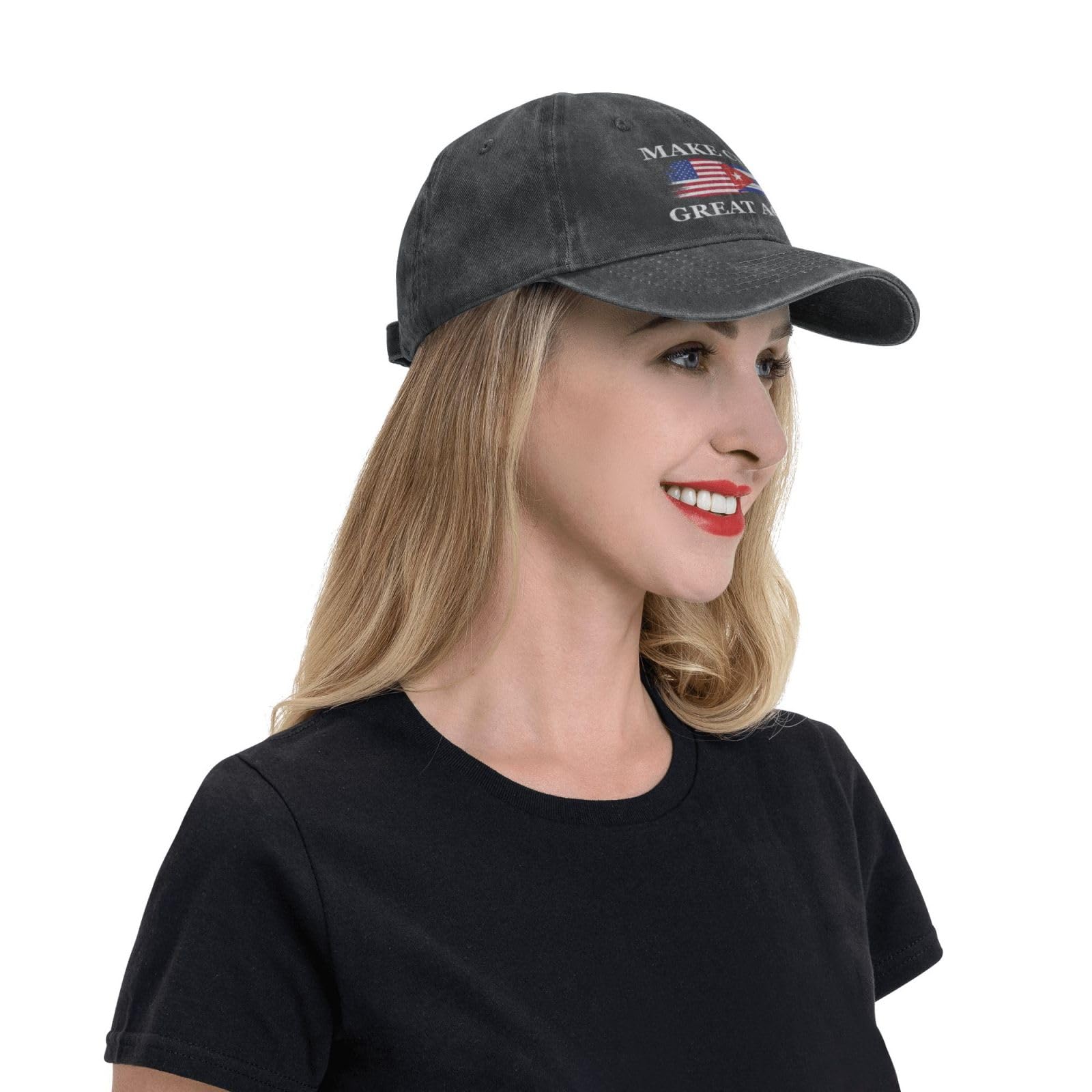 Atmostcards Make Cuba Great Again Hat Adjustable Cuban Hat Denim Distressed Black Baseball Cap