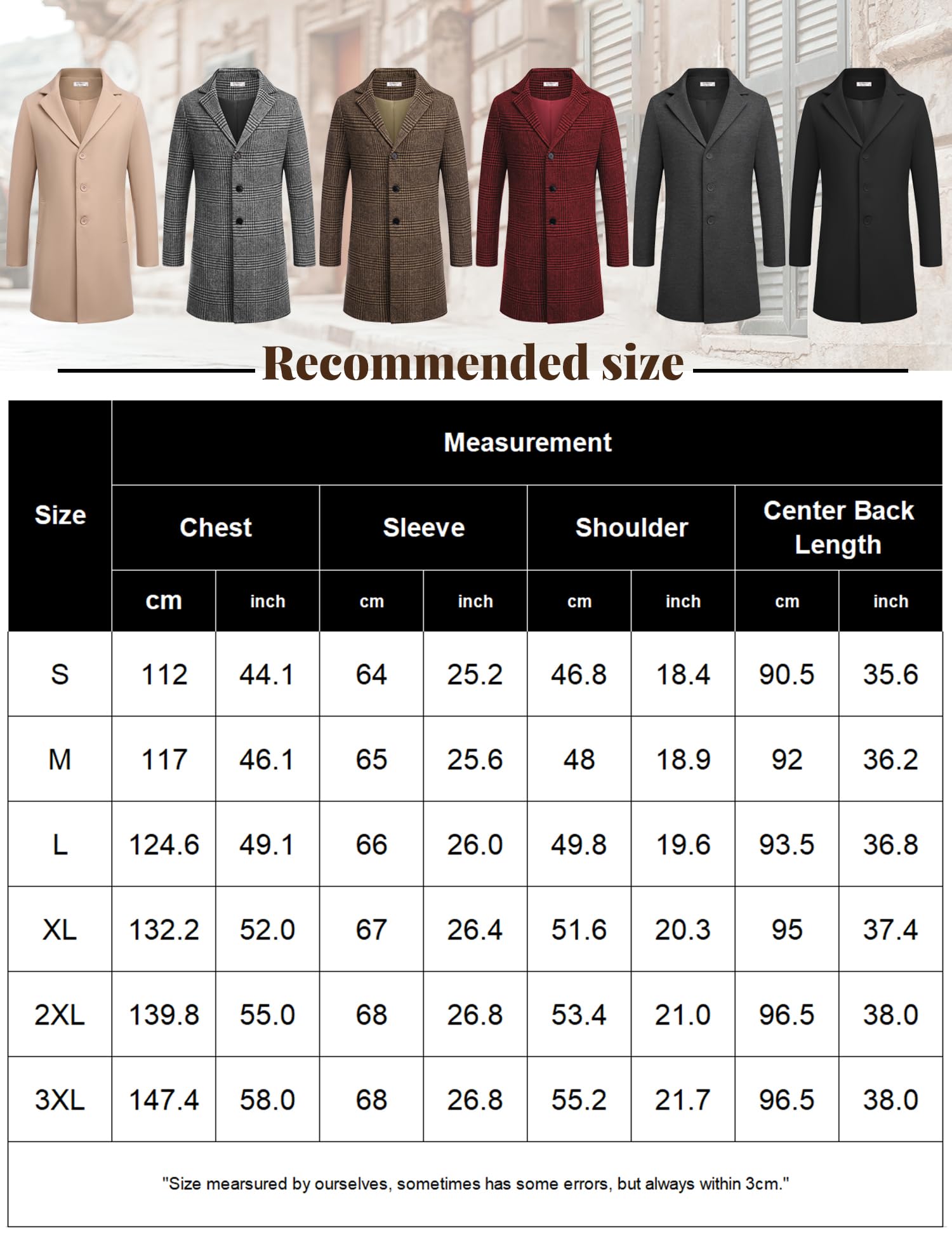 COOFANDY Men's Coat Plaid Coat Big And Tall Men's Winter Coats Men's Top Coat Notch Lapel Brown Coat Men Brown Plaid L