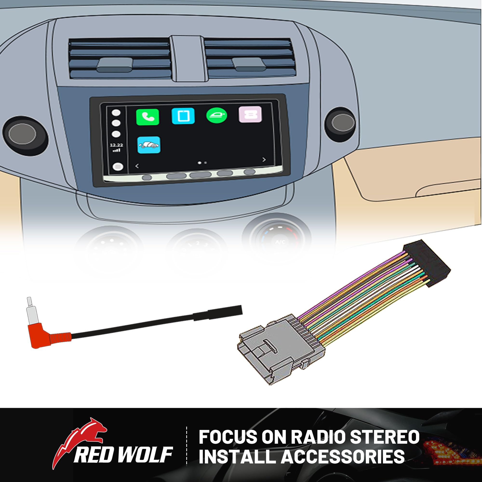 RED WOLF Car Aftermarket Radio Stereo Wiring Harness Adapter Connector Compatible with 2006-2013 Chevy GMC Express Savana Buick