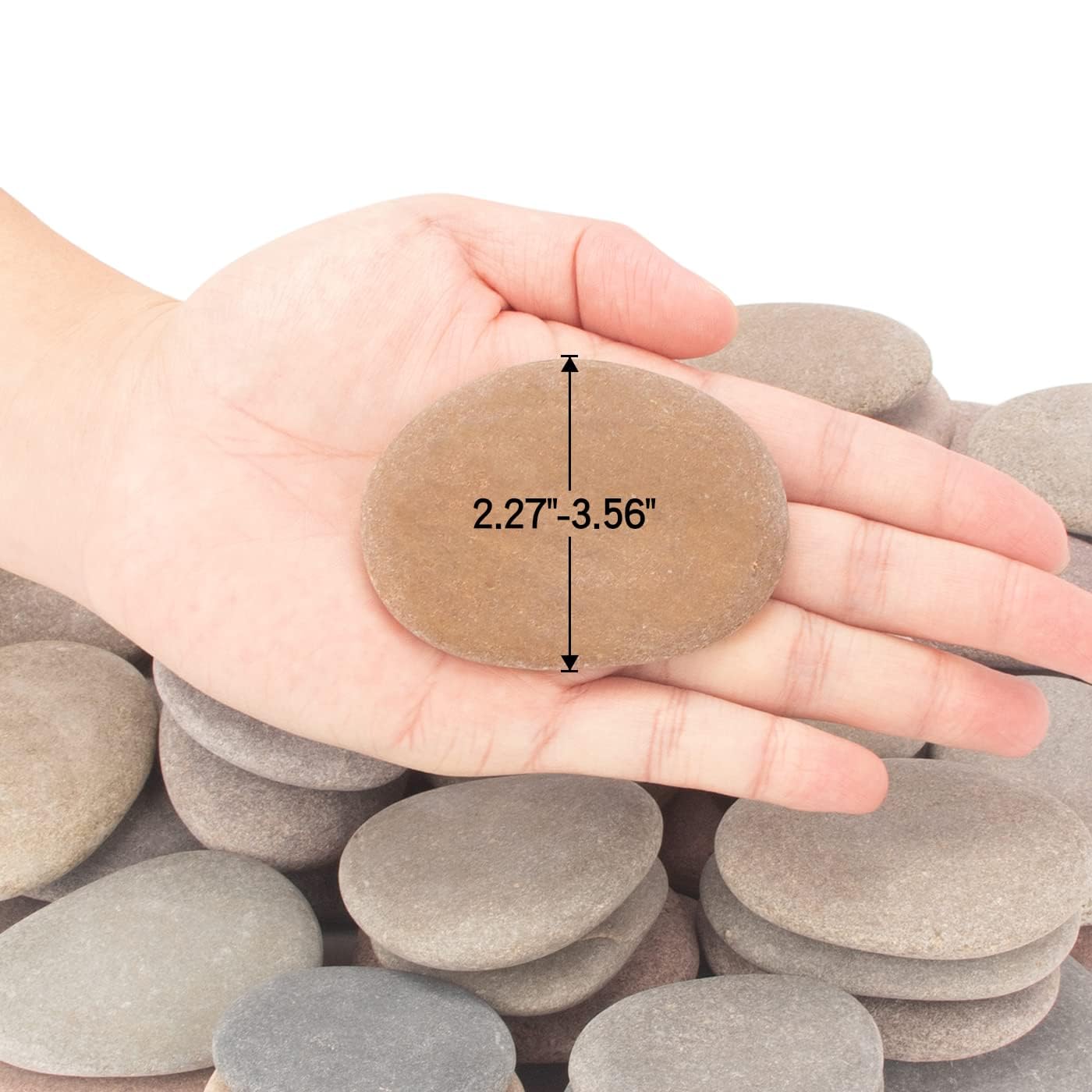 About 92-100 PCS River Rocks, 2"-3.3" Flat Painting Stones, 18 Pounds
