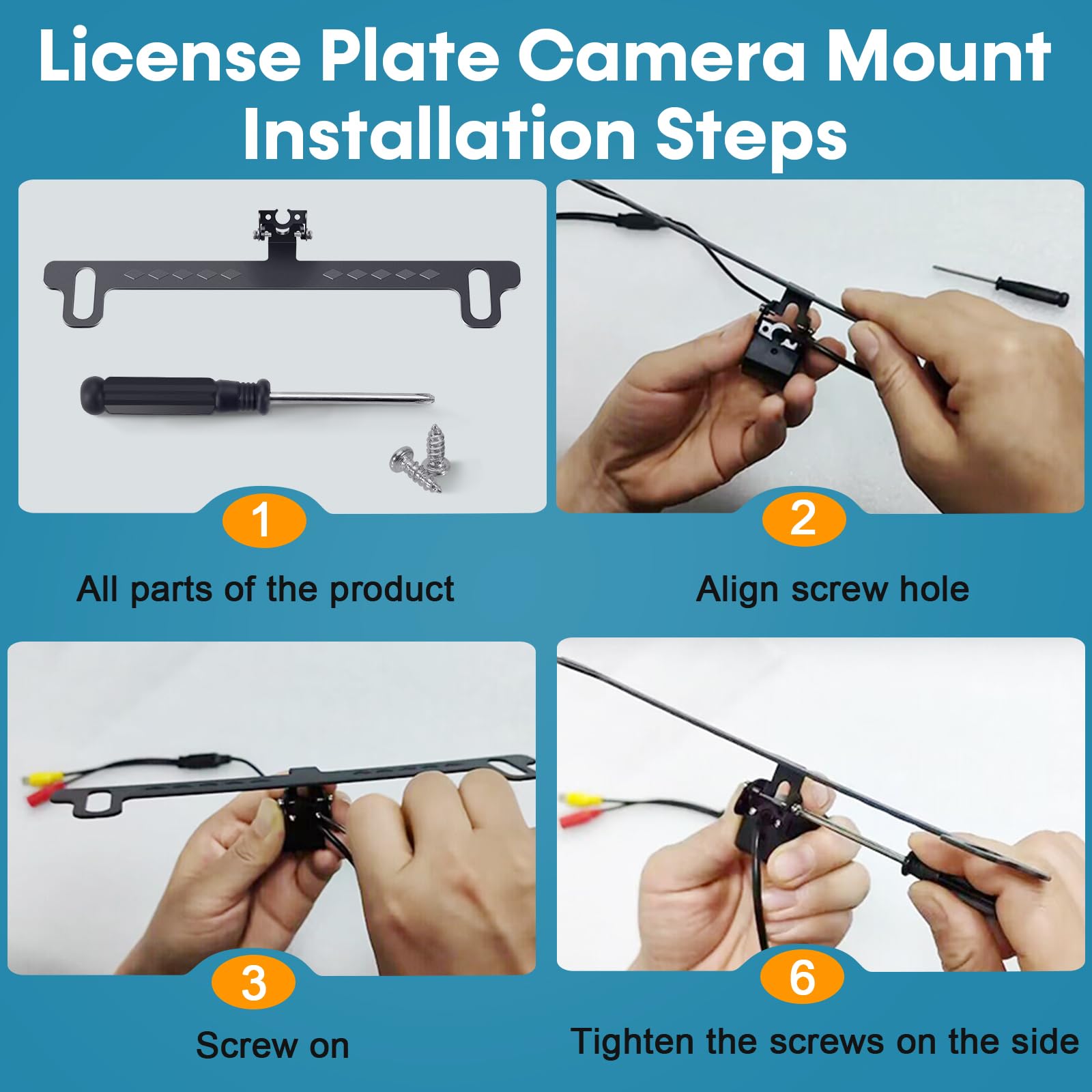 License Plate Bracket for Rear Camera: Universal Rear View Mirror Camera Mount for License Plate - Metal Rust-Proof Backup Camera Bracket for Carplay Android Auto Head Unit Dash Cam