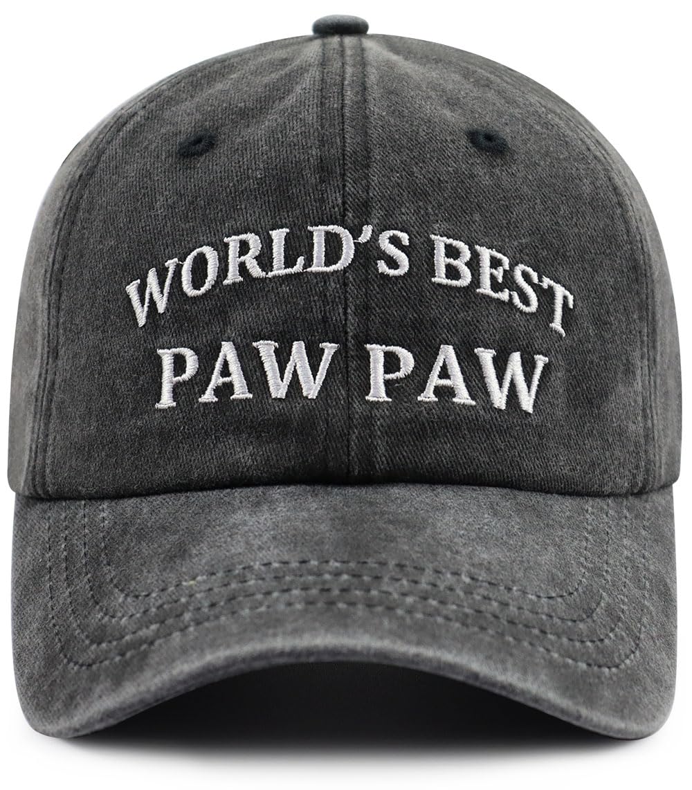 Paw Paw Gifts for Grandpa Dad Men, World's Best Grandpa Hat, Funny Papaw Baseball Cap, Fathers Day Retirement Birthday Gifts for Grandfather Pop Pop Black