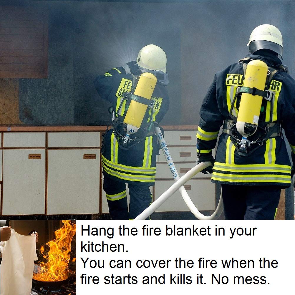 5 Pack 39.9x39.3 Fire Blanket Fire Suppression Blanket | Fiberglass Fire Blankets Emergency for People Flame Retardant Fireproof Survival Safety Kitchen, Fireplace, Car, Office, Warehouse