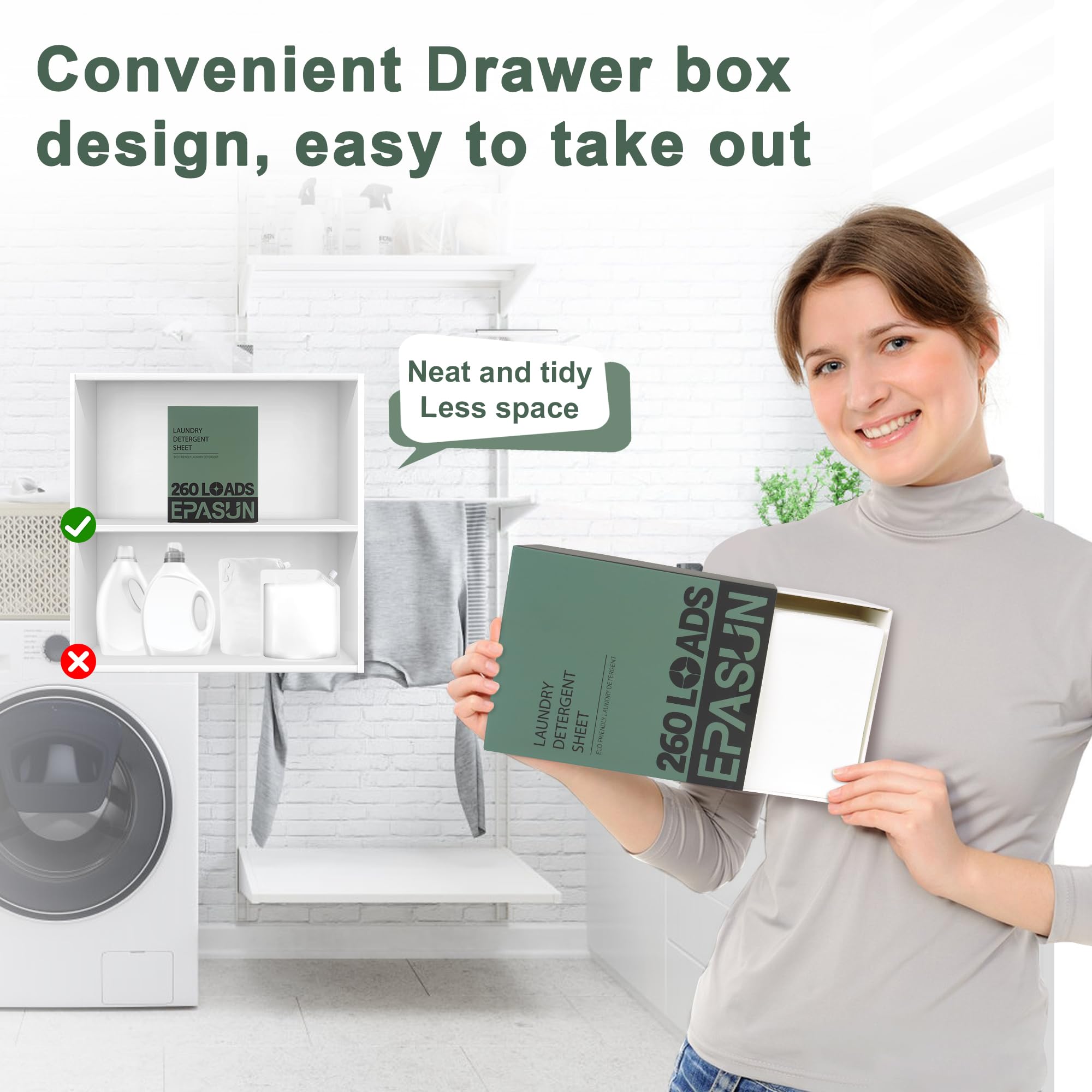 Laundry Detergent Sheets 260 Sheets, Fresh Scent Laundry Sheets, Eco-Friendly Liquidless Soap Strips, Plant-based, Hypoallergenic Washing Supplies, 260 Loads