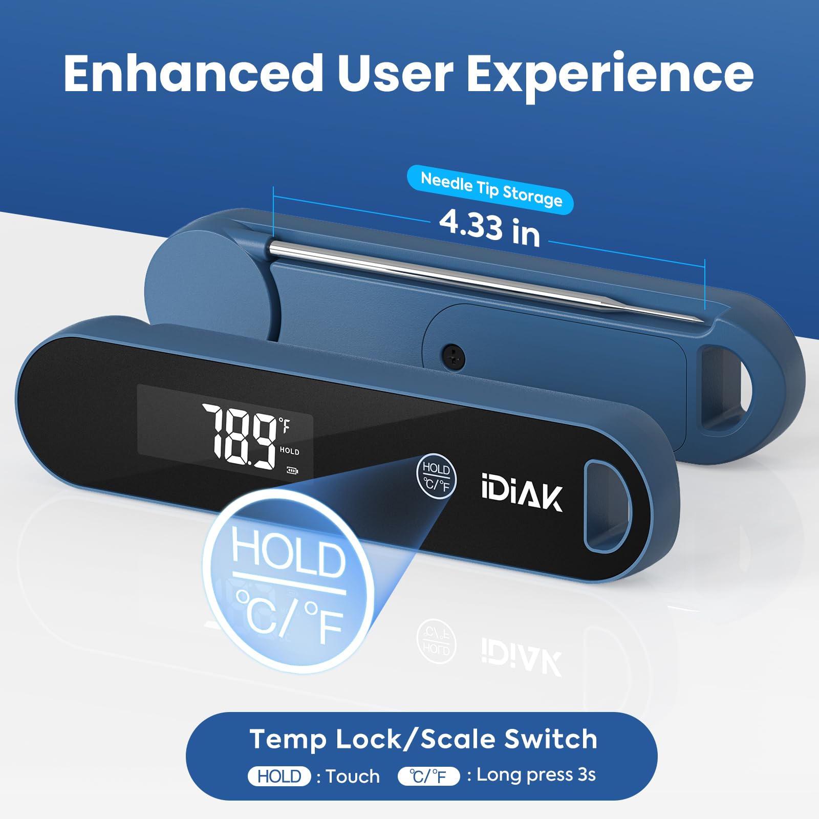 Meat Thermometer Digital, Instant Read Meat Thermometer with OLED Display,IP67 Waterproof Food Thermometer for Cooking,Grill, BBQ,Smoker