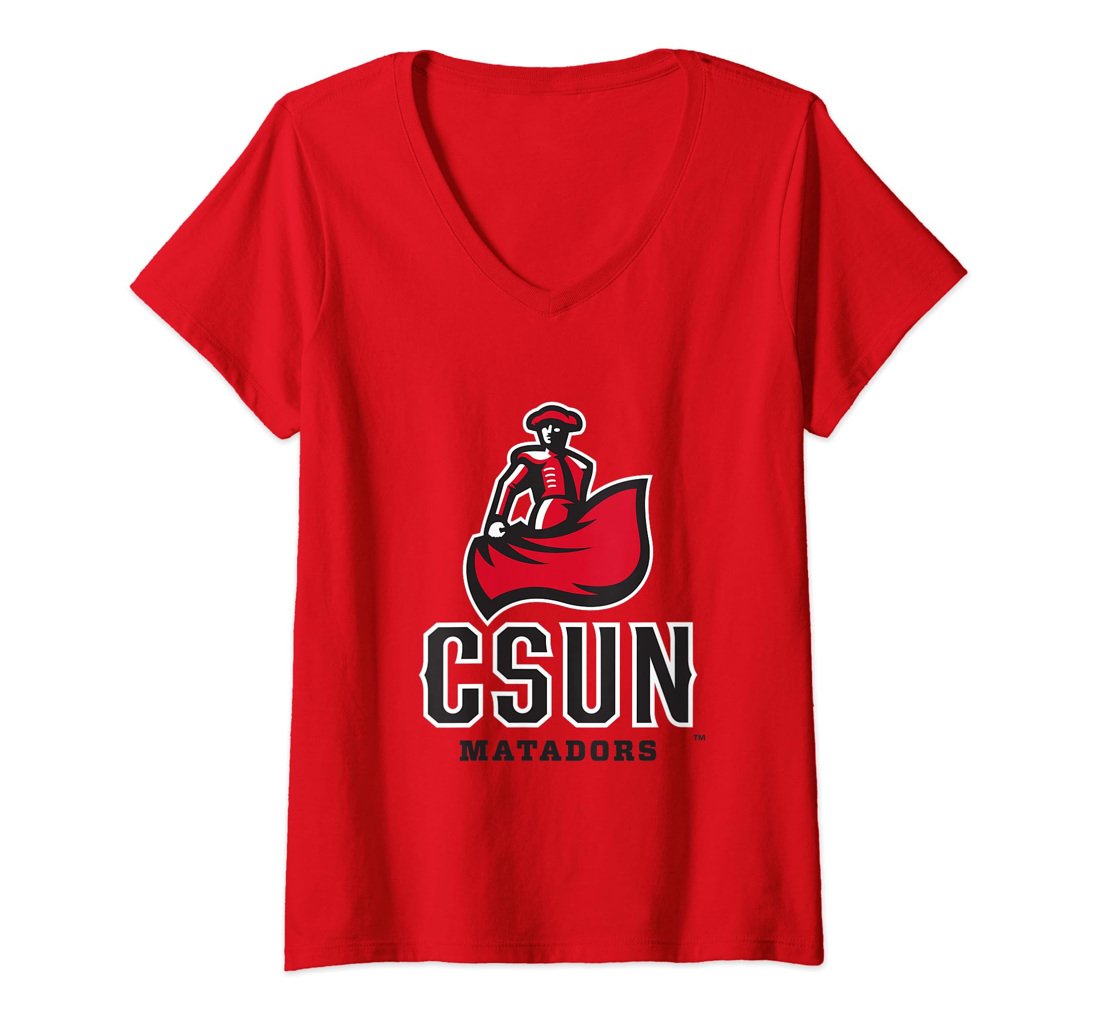 Womens Cal State Northridge Matadors Icon Red Officially Licensed V-Neck T-Shirt