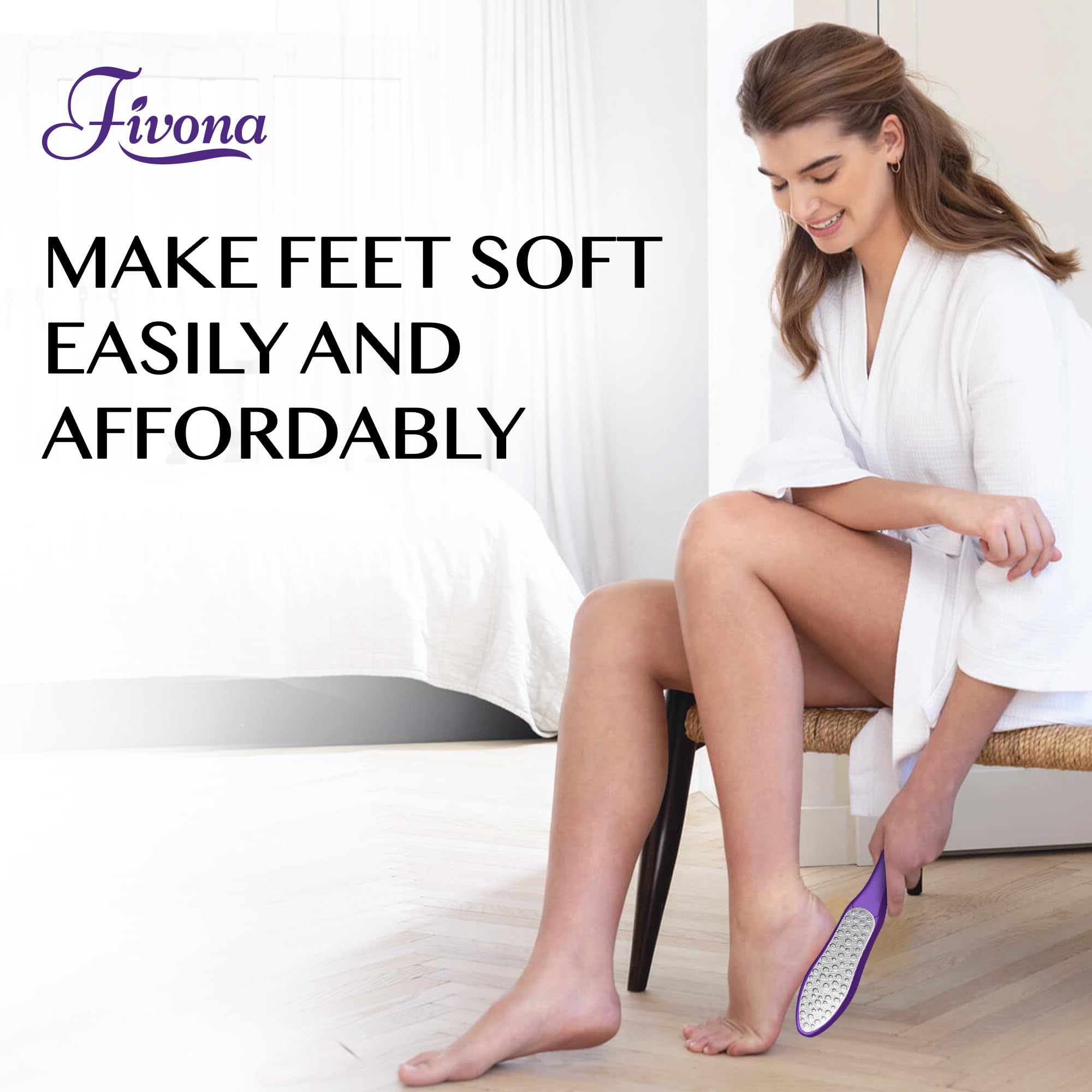 Fivona Foot File - Callus Remover, Double Sided Foot Rasp for Dry Heels, Feet Scrubber for Dead Skin, Foot Scraper for Corn Removal