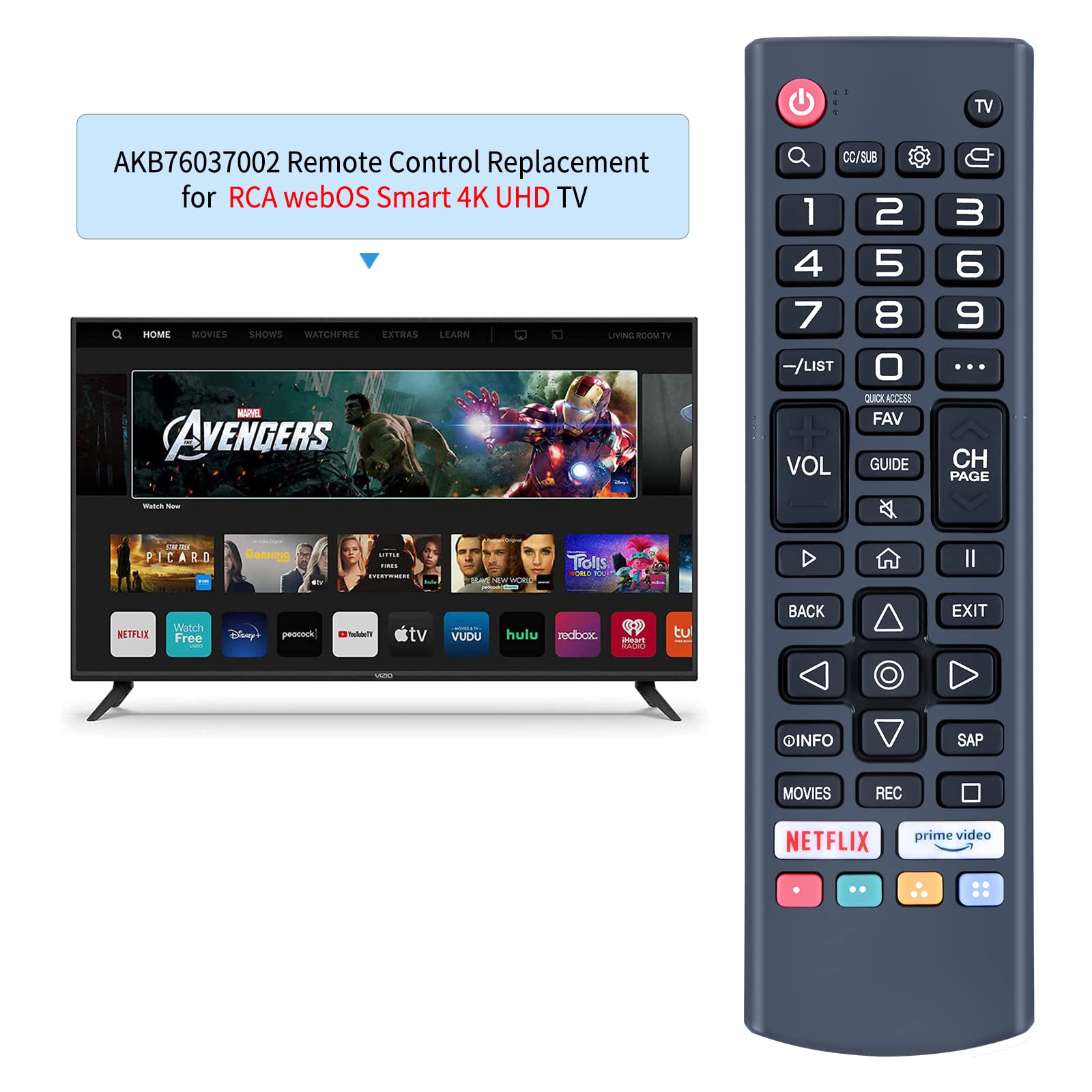 AKB76037002 Replacement Remote Control Applicable for RCA WebOS Smart TV RWOSU5047 RWOSU5549 RWOSU5847 RWOSU6547-B RWOSU7049