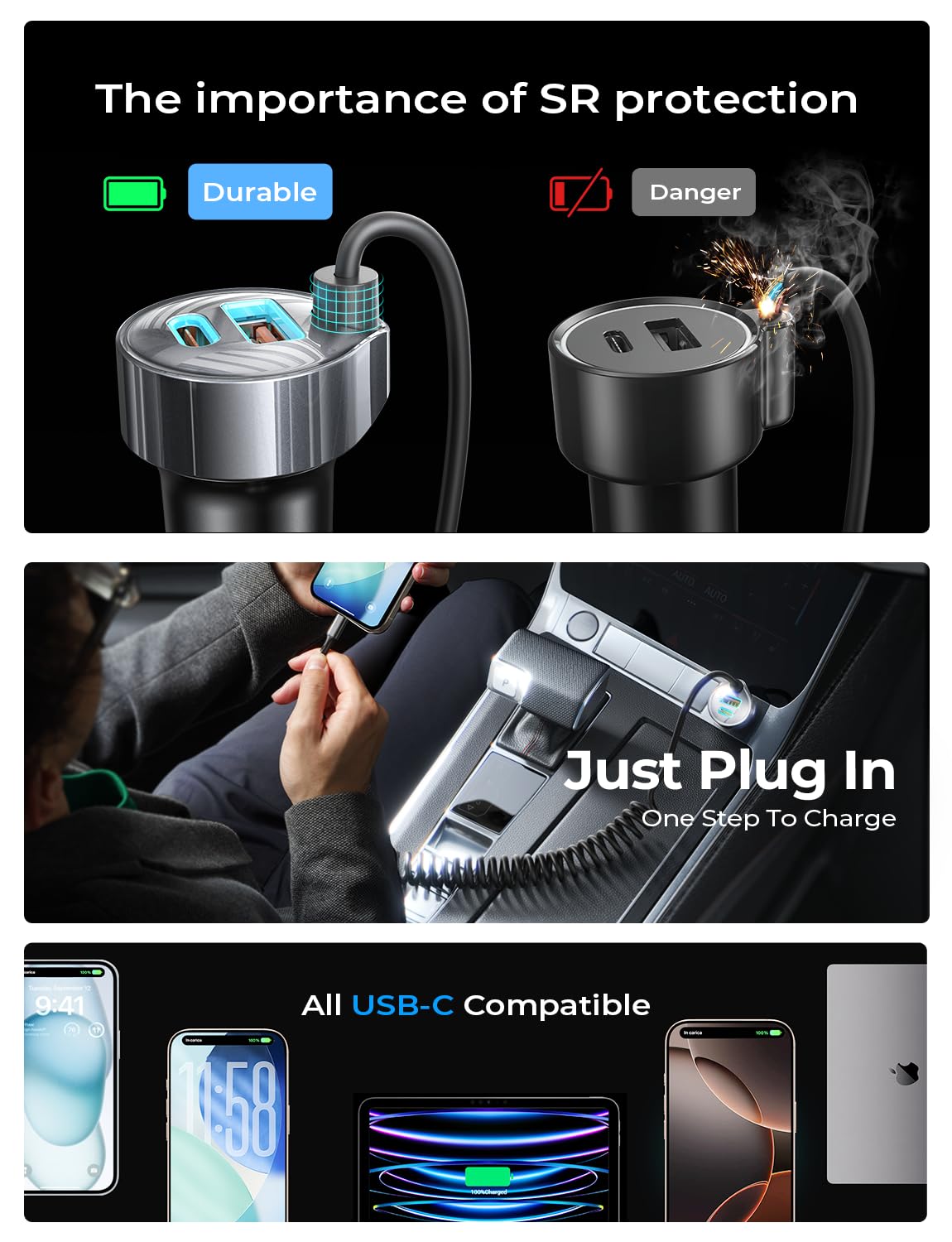 LISEN 90W for iPhone 17 16 15 Pro Max Car Charger USB C Fast Charging,Super Fast for iPhone 15 16 17 Pro Car Charger Type C Adapter Fit iPhone 17 16 15 Air ProMax Plus,Samsung Galaxy S25/24,Android