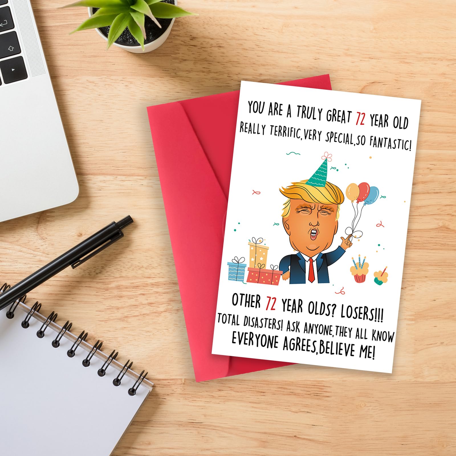 Missonemi Funny Trump 72nd Birthday Card, Happy 72nd Birthday Gift for Women Men, Unique Birthday Decorations Cards for 72 Year Old Mom Dad Grandpa Granny Husband Wife