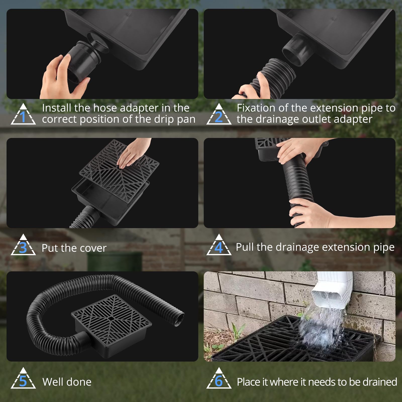 CAMWAY Gutter Downspout Extensions 14 to 55inch,Sturdy Catch Basin Low Profile Rain Drain Downspout Extender,Flexible Rainwater Sink Downspout Extension Pipe,No Dig