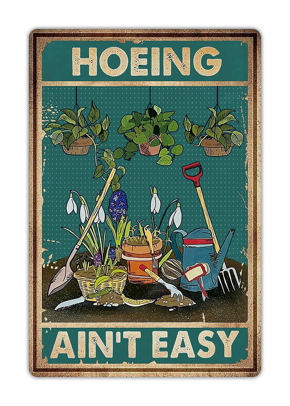 Artlunar Funny Garden Sign Outside Decor Gift For Gardener - Gardening Aint Easy, 12" x 8" (980)