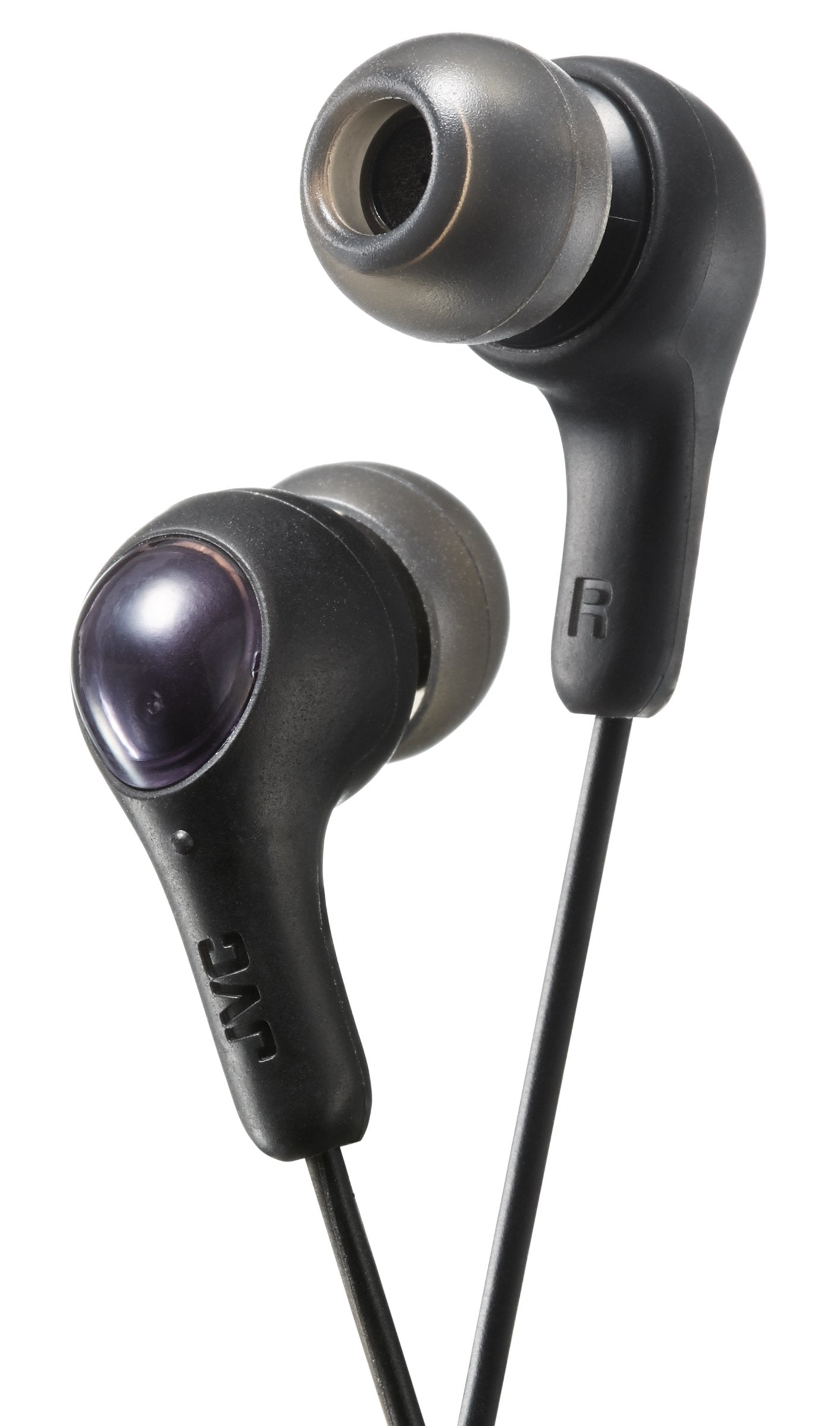 JVC Gumy in Ear Earbud Headphones, Powerful Sound, Comfortable and Secure Fit, Silicone Ear Pieces - HAFX7B Black, Small