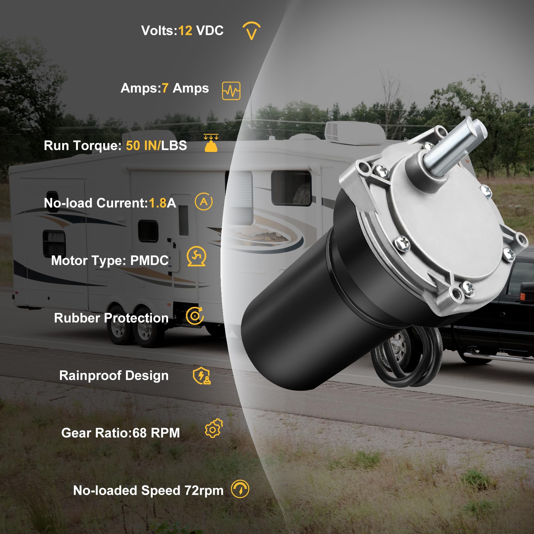 RV Rear Electric Stabilizer Jack Motor Compatible Lippert 337199 113407 352338 138445 369774 298707 178562 162307, Replaces #K01531A800 K01531-A800 K01285C800 K01285-C800