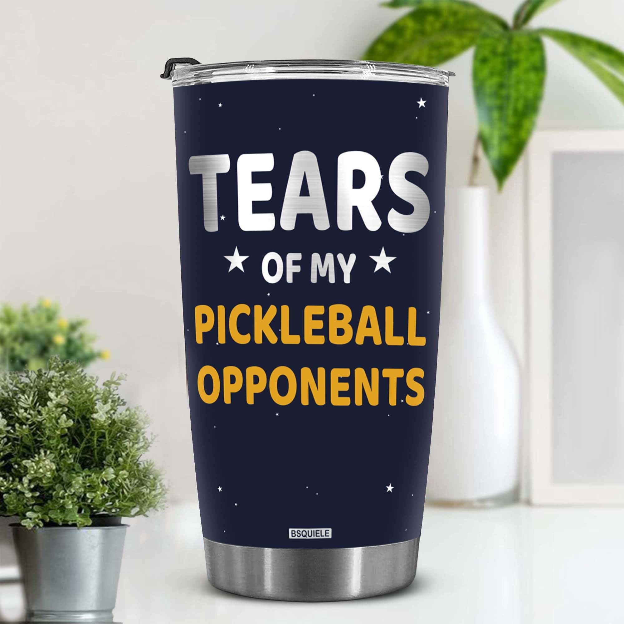 BSQUIELE Tears of My Pickleball Opponents Tumbler, Sports Player Gifts, Vacuum Insulated Stainless Steel Tumbler, Gift for Men, Funny Gift for Him, Dad, Husband on Birthday Christmas, Pickleball Gifts