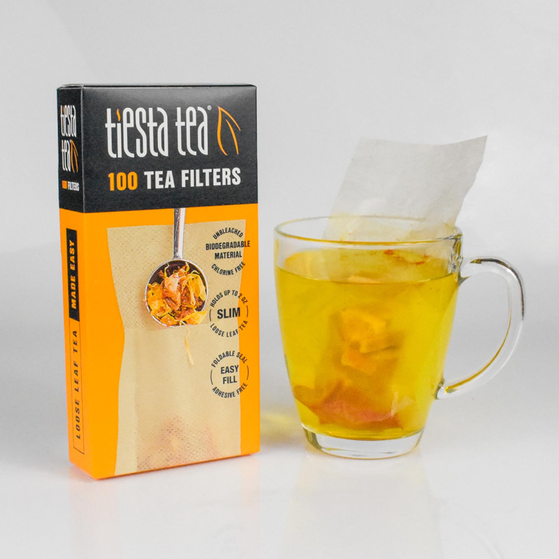 Tiesta Tea - Loose Leaf Tea Filters | Disposable Tea Infuser, 100% Natural Unbleached Paper, Steeps Hot Tea, Iced Tea & Coffee, Easy Fill Single Serve Filter for One Cup - 100 Count Empty Tea Bags