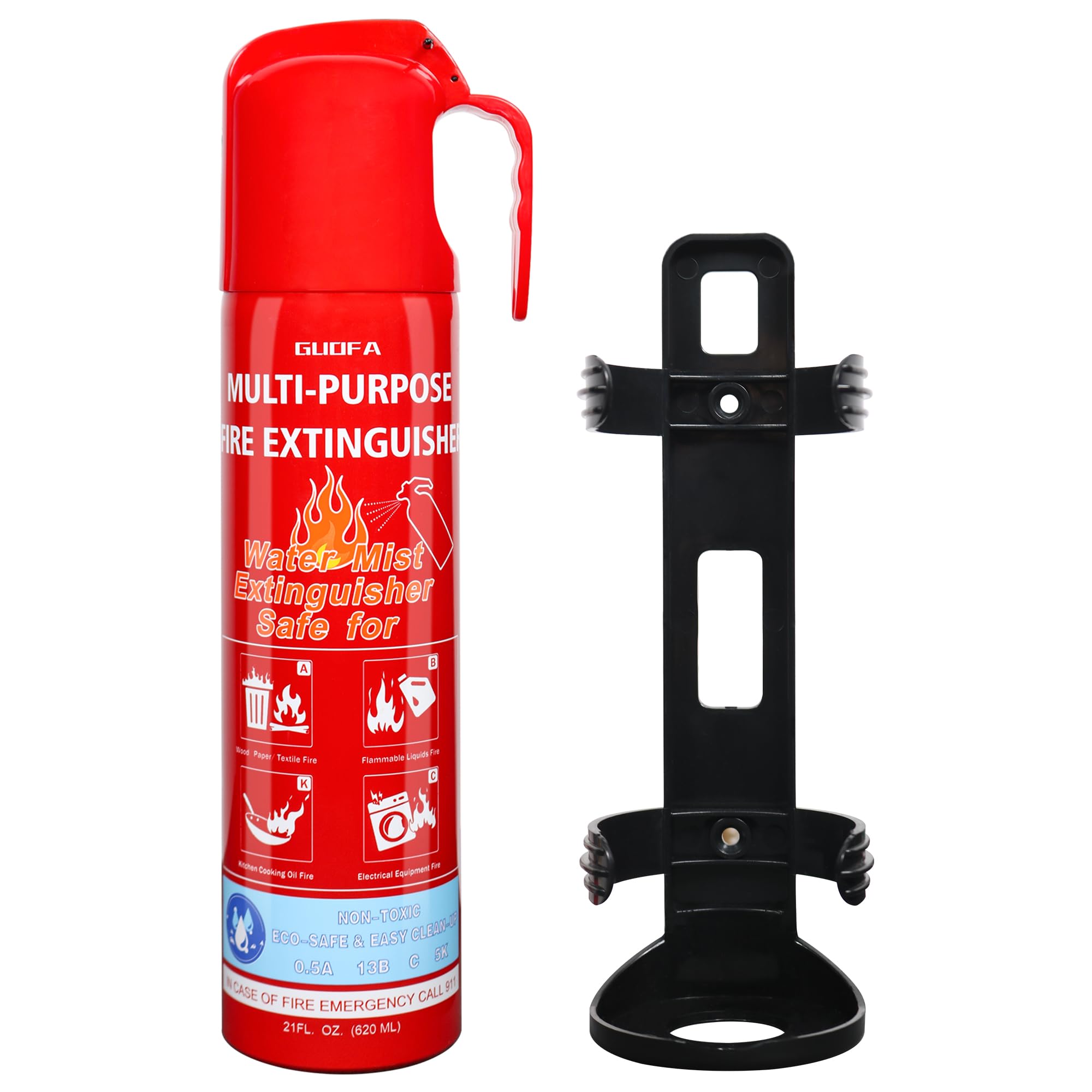 Fire Extinguisher for Home, 1 Pack Vehicle Fire Extinguisher with Mount, Water-Based Fire Extinguisher for Car, Boat, House, Kitchen, Suitable for A, B, C, K Fire Types