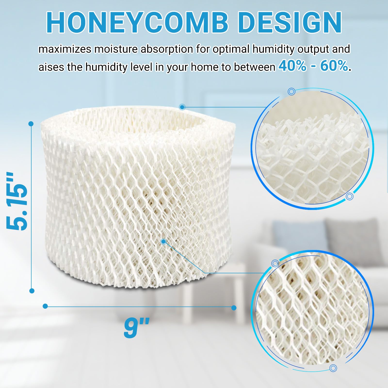 Lemige 4 Pack HAC-504 Humidifier Filters for Honeywell Humidifier HAC-504, HAC-504AW, HAC504V1, HCM350, HCM-350W, HCM-300T, HCM-315T, HCM-600, HCM-710, Replacement Filter A