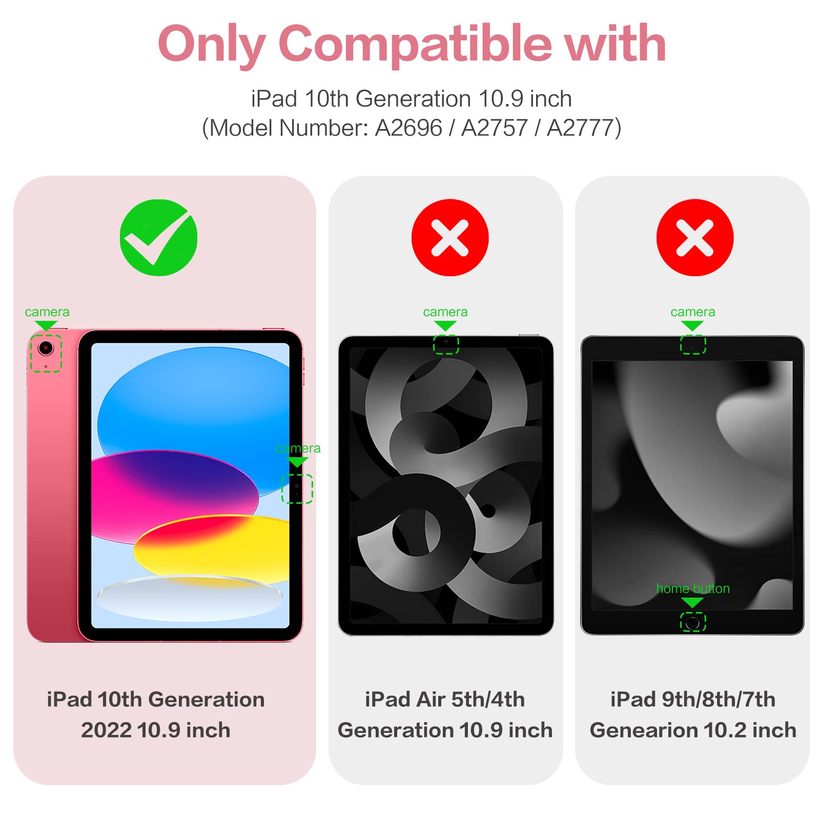 Wenlaty Case Compatible with iPad 10th Generation 2022 10.9 Inch with Pencil Holder, Slim Protective Cover with Clear Back Shell for iPad 10th Gen A2696 A2757 A2777, Auto Wake/Sleep, Watermelon Pink